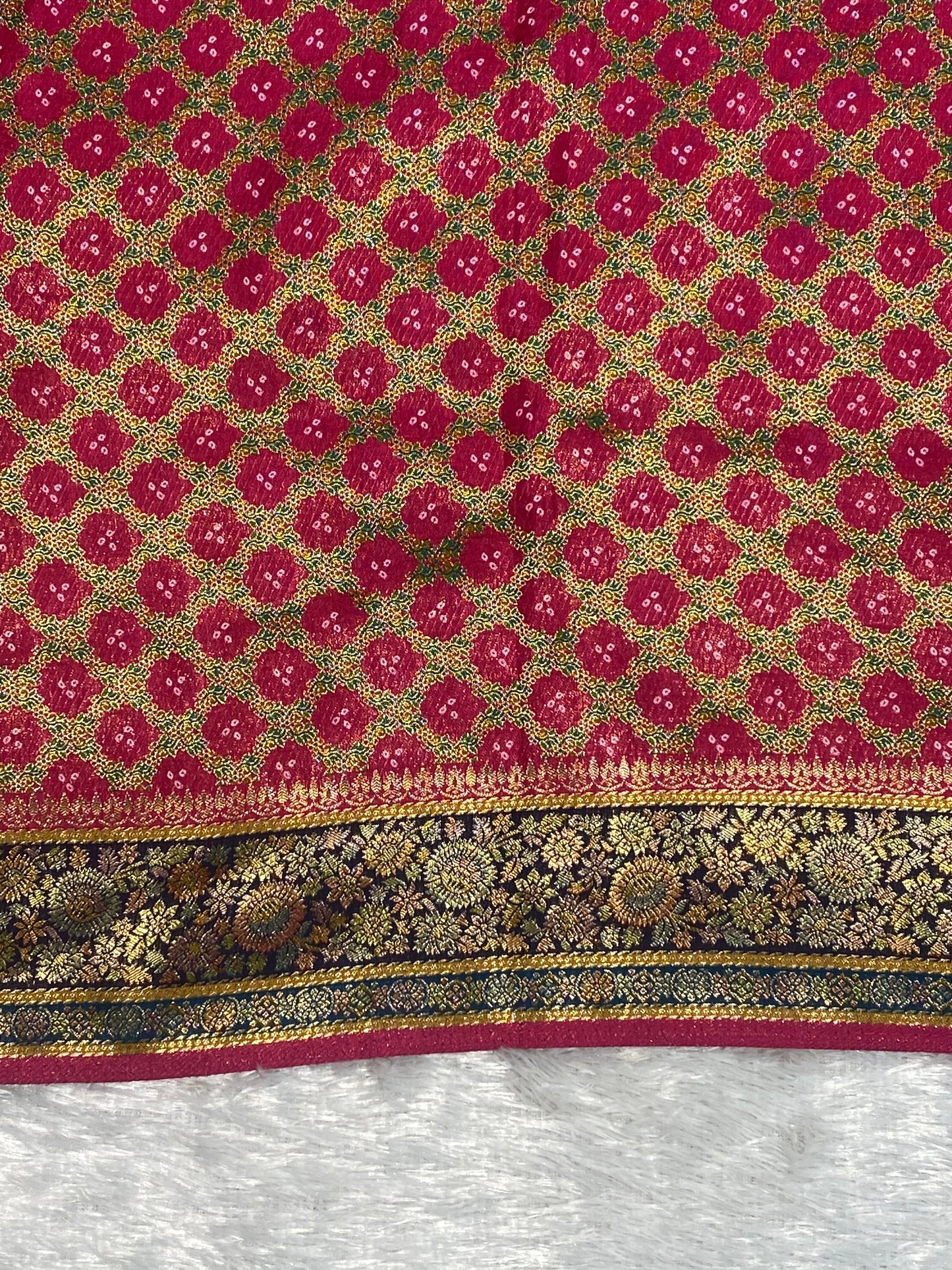Gajji silk printed border with plain saree
