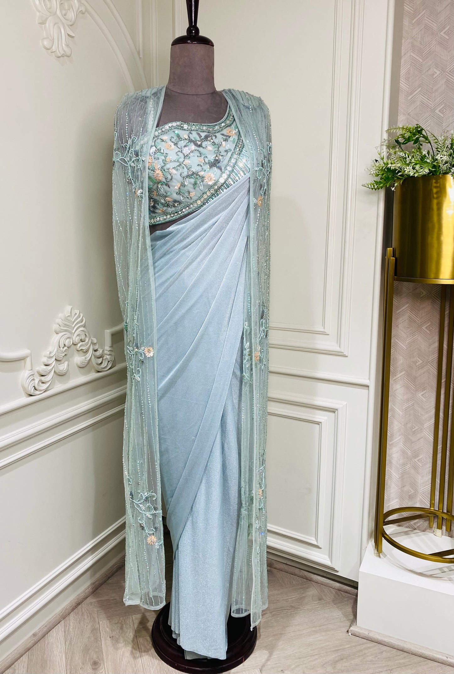 Azure Soft Premium Lycra Drape Saree