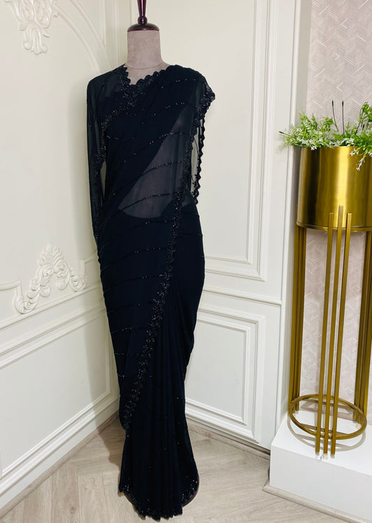 black saree in georgette fabric