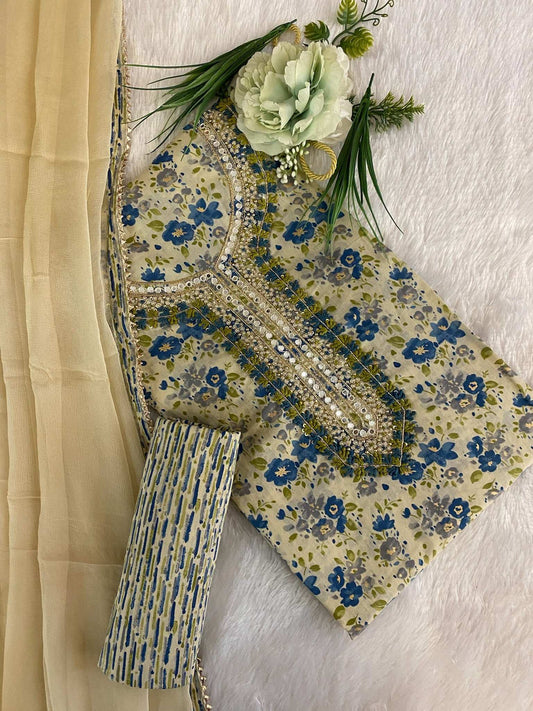 Ivory Suit Flower Print Suit