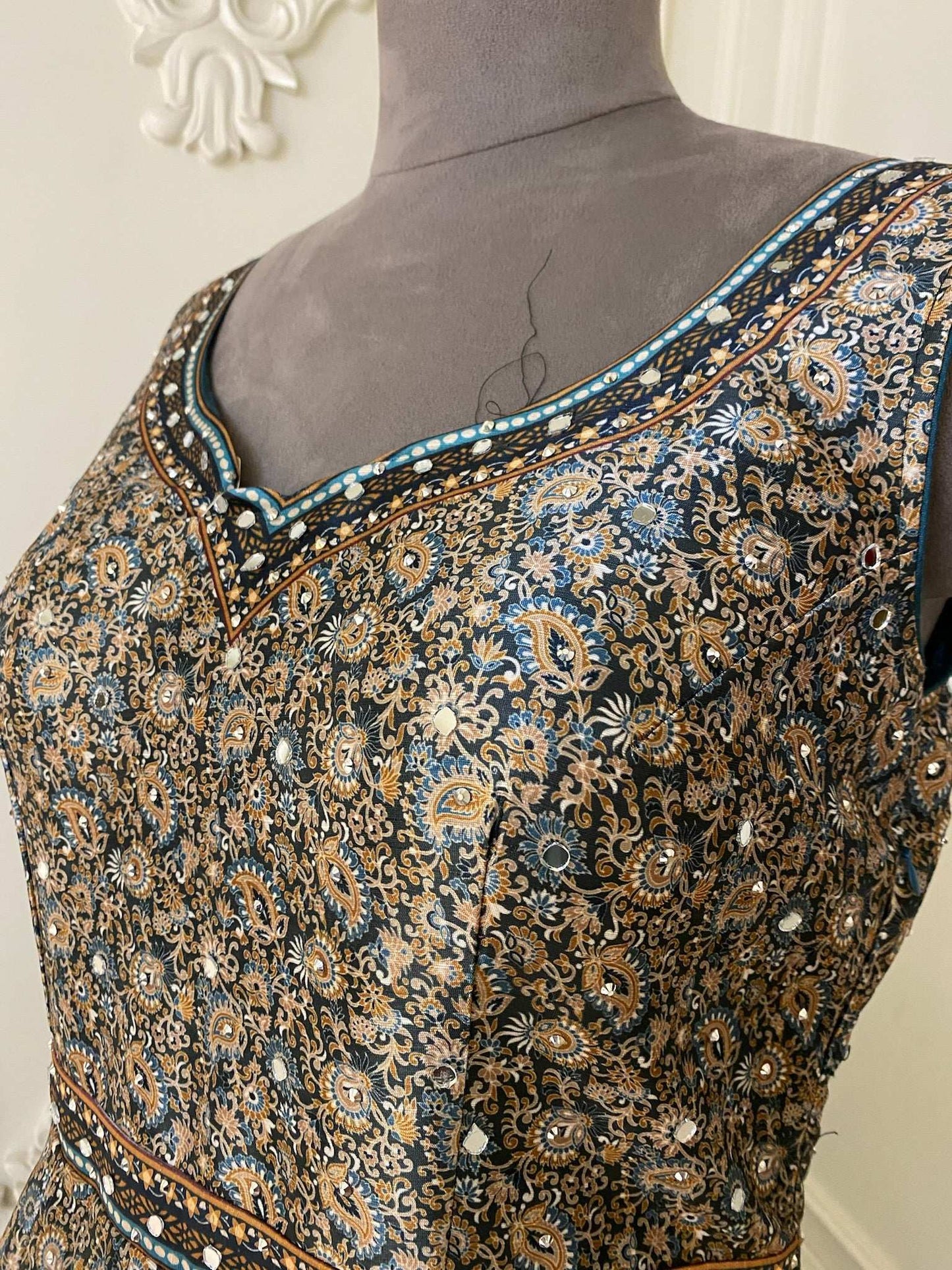 Raw Silk Printed Gown
