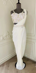 Forst white drape saree