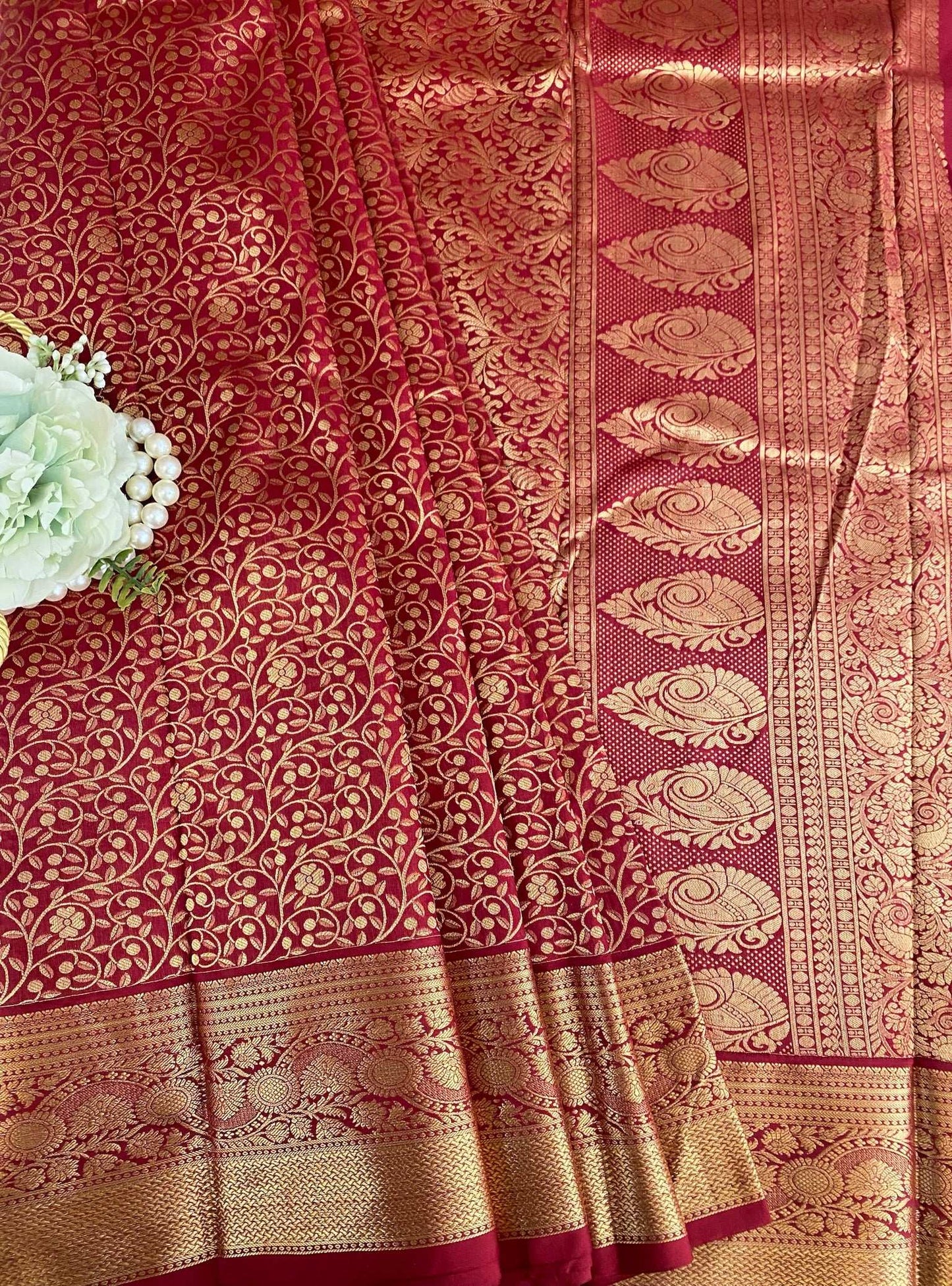 Maroon Zariwork Pure Silk Saree