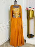 Mustard Georgette Sharara Set