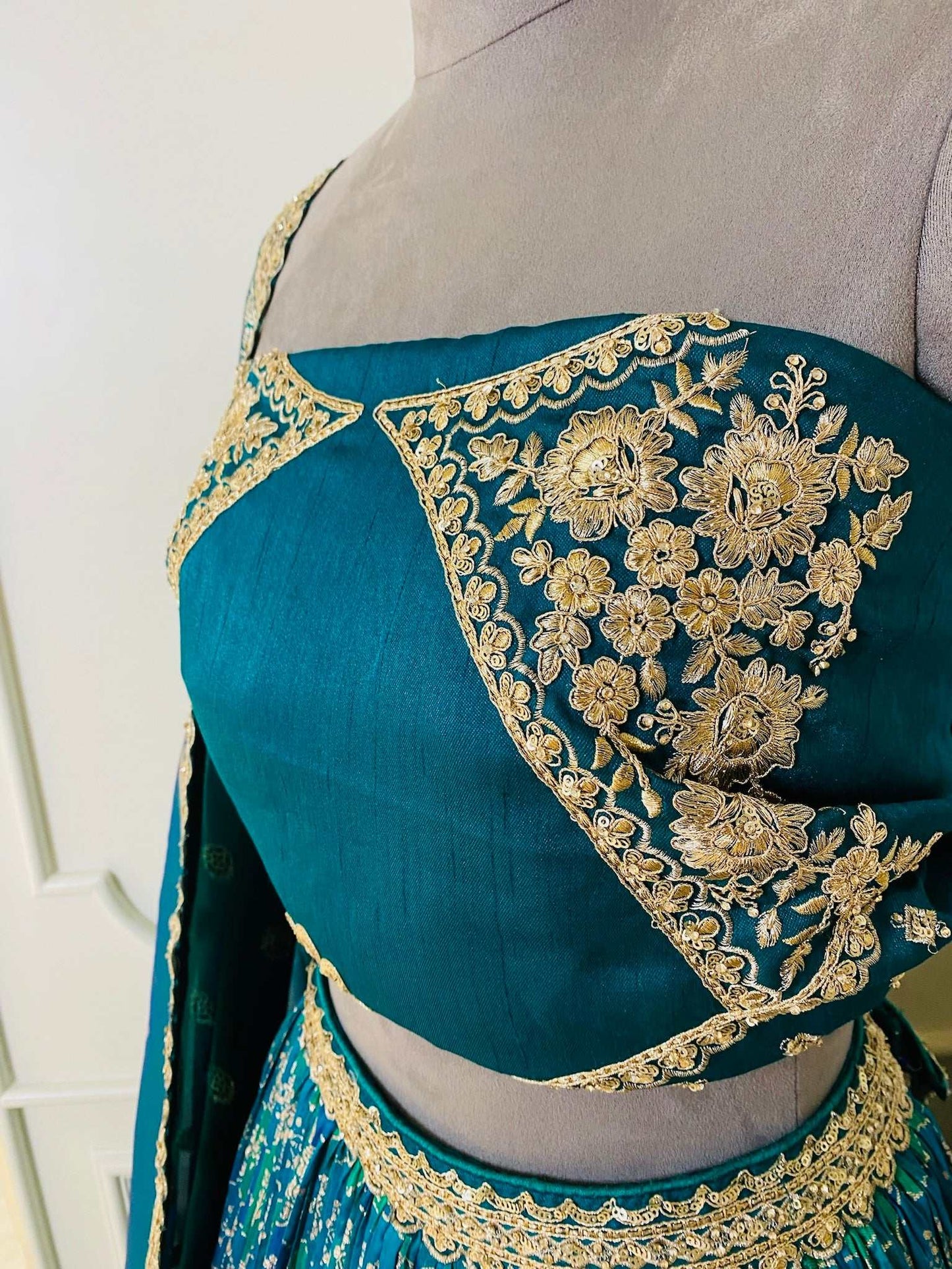 Rama Green Soft silk Banarasi Lehenga with Intricate Zari Work