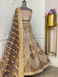 Rose gold silk lehenga
