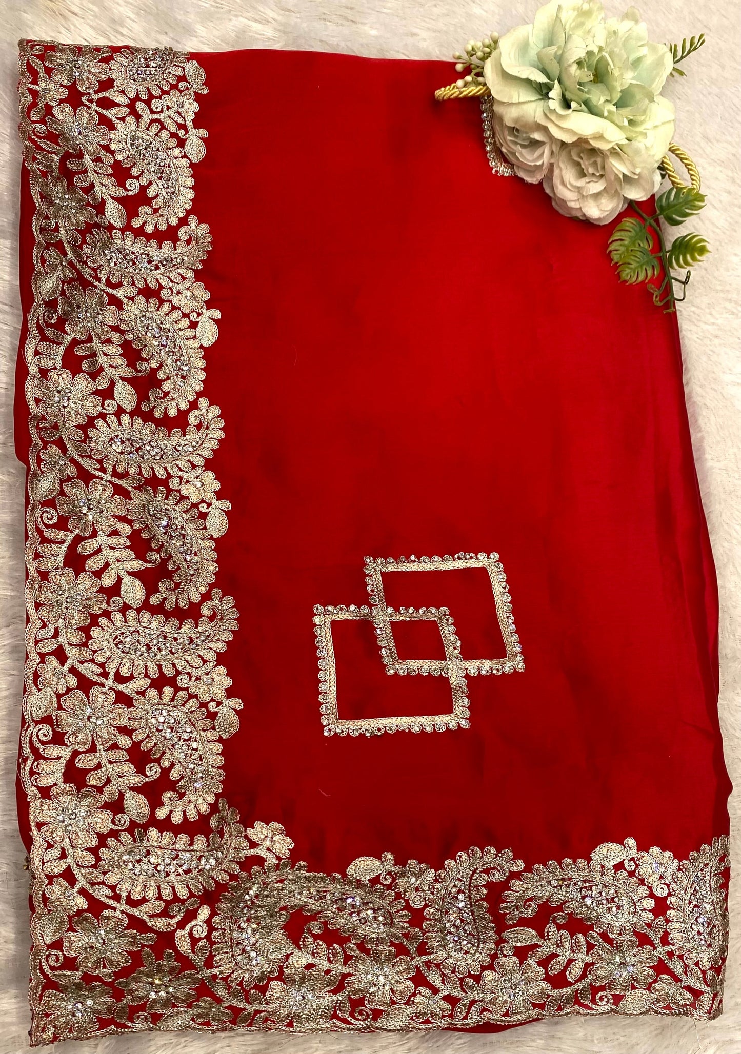 Silver zari saree