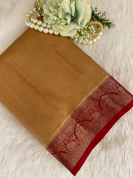 badge Green Zariwork Pure Silk Saree