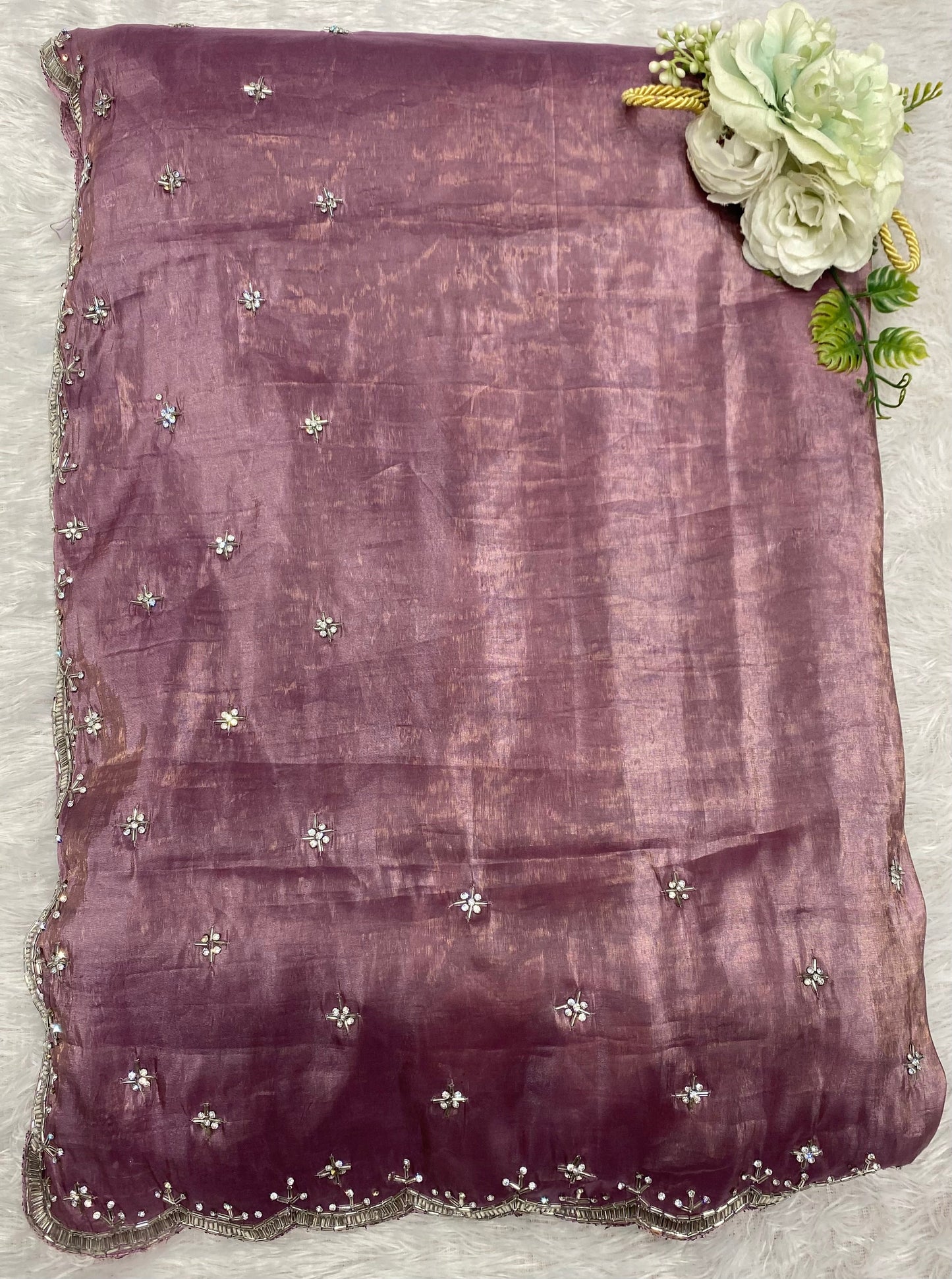 Gajri hand work organza saree