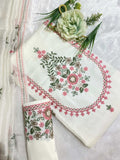 Resham Embroidery White Cotton Suit