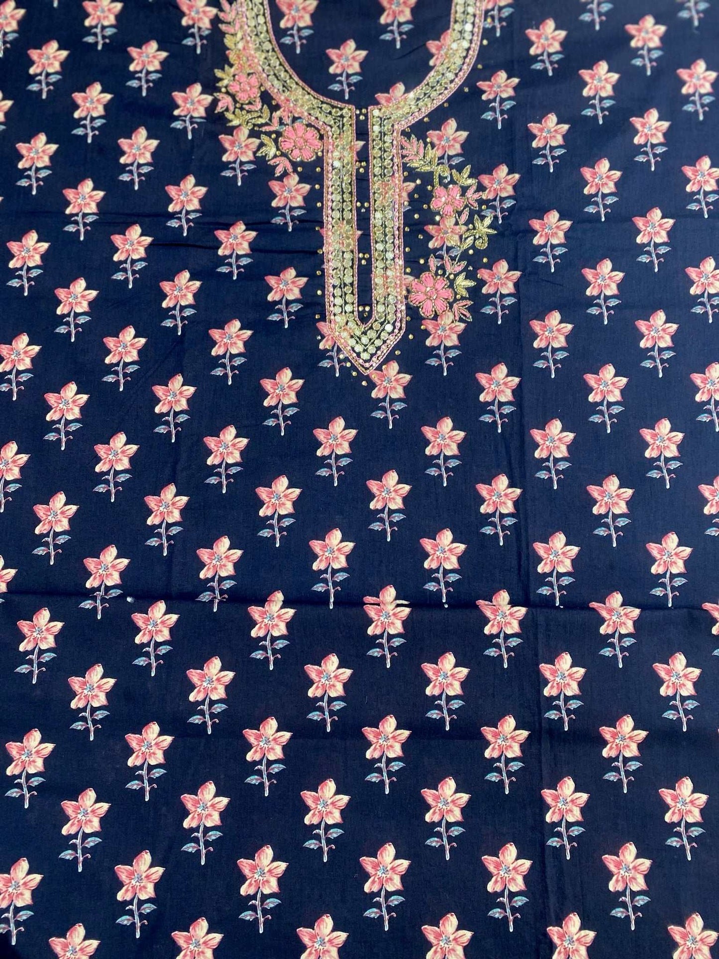 Pure Cotton Suit With Printed Bottom