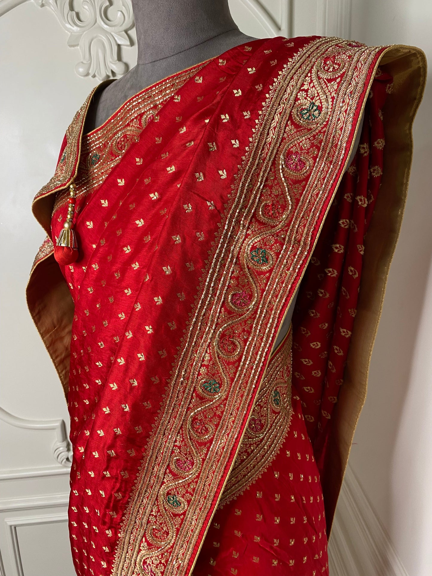Red banarsi silk saree