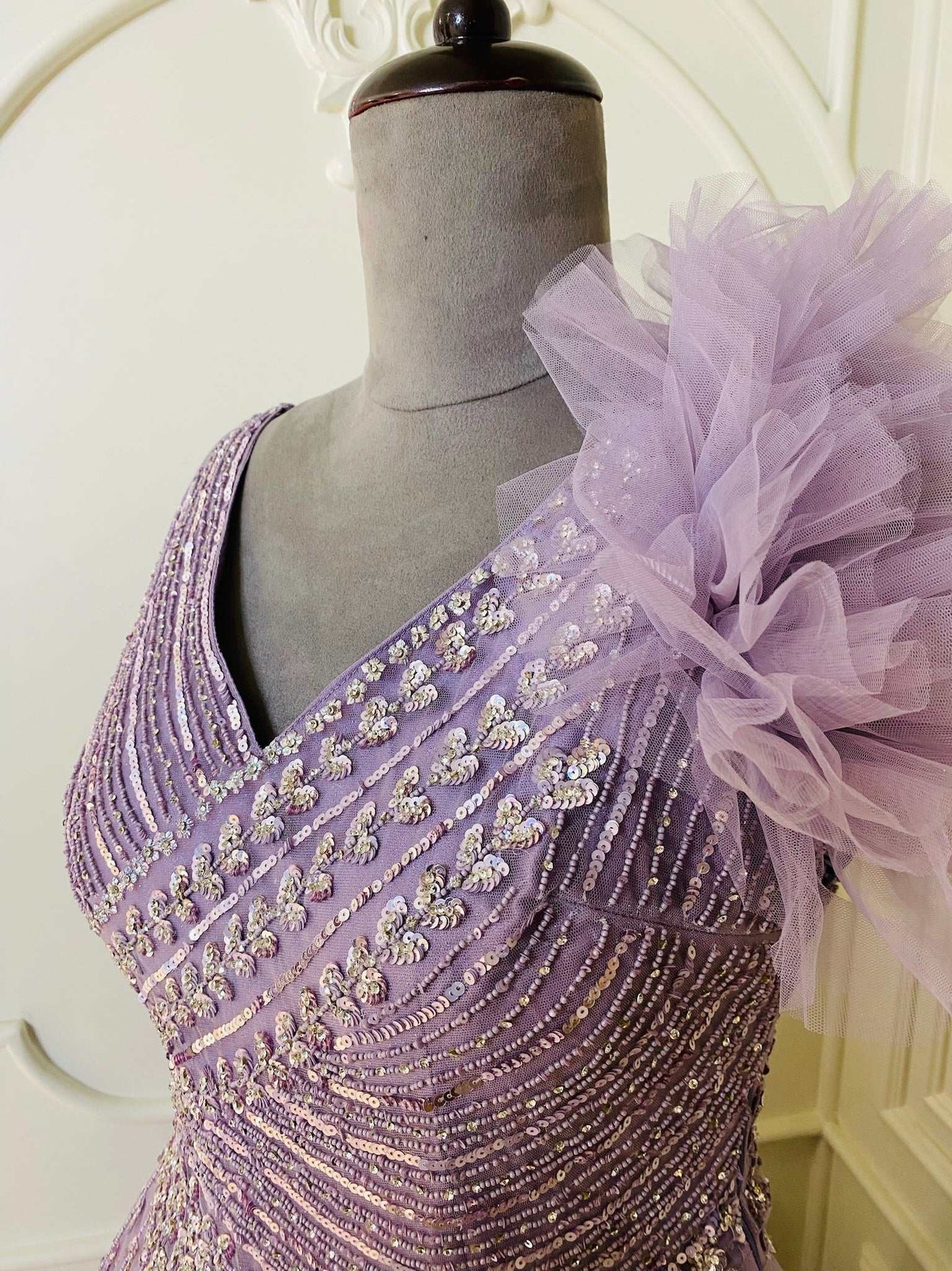 Levendar Hand Work Gown