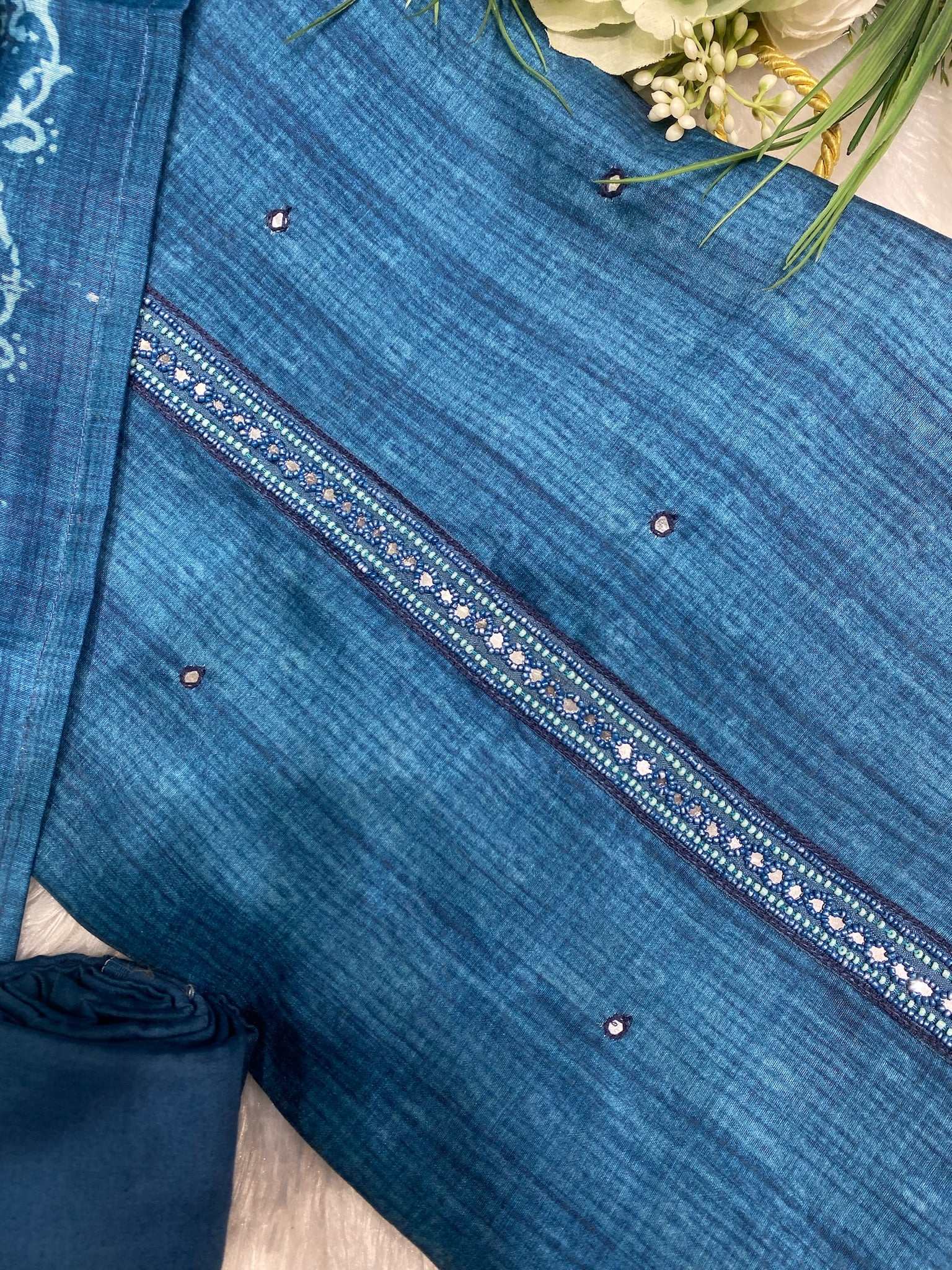 Denim Blue Chanderi Suit