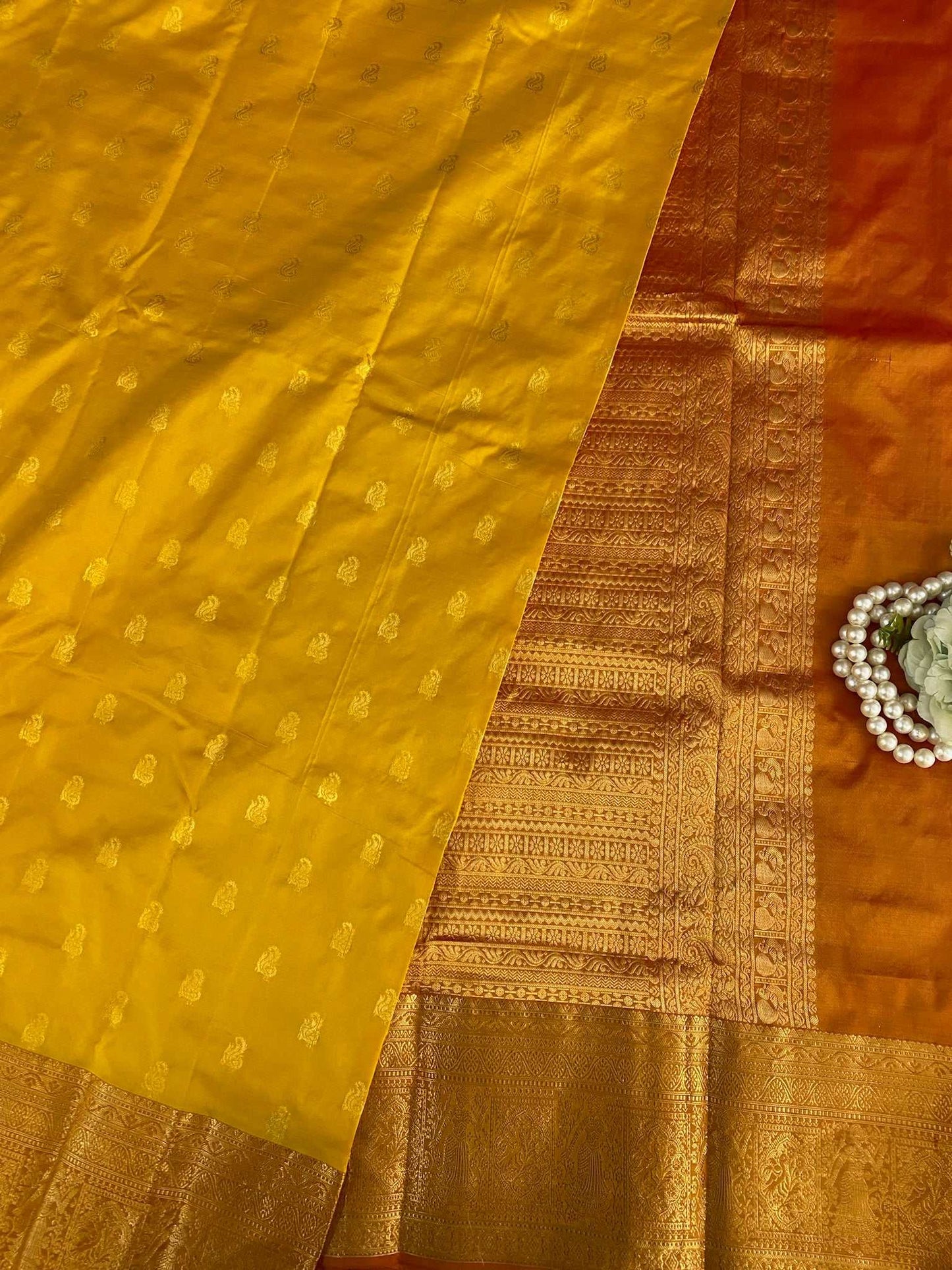 Mustard Zariwork Pure Silk Saree