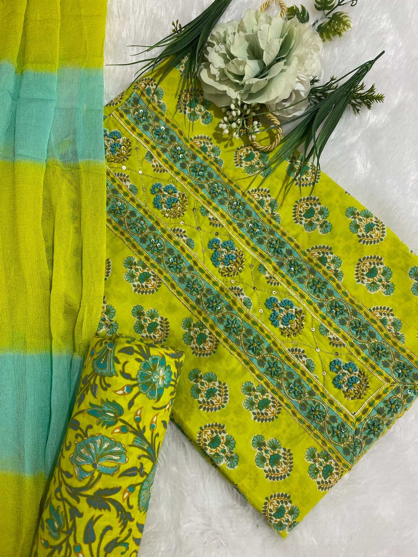 Spring Green Cotton Suit