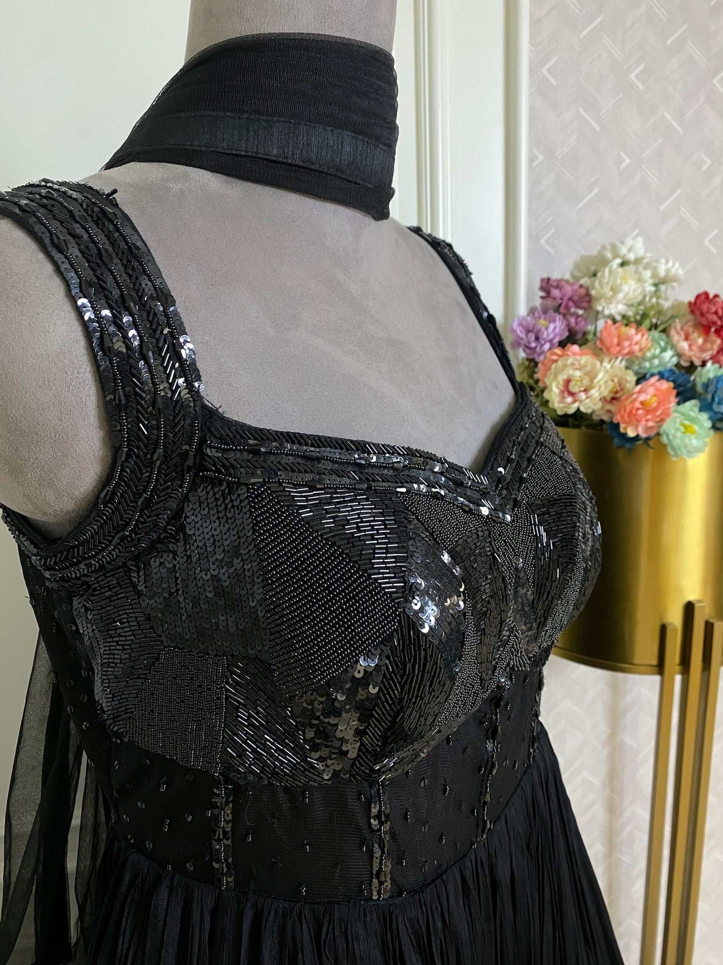 CLASSIC BLACK COLOR DRESS WITH HAND WORK