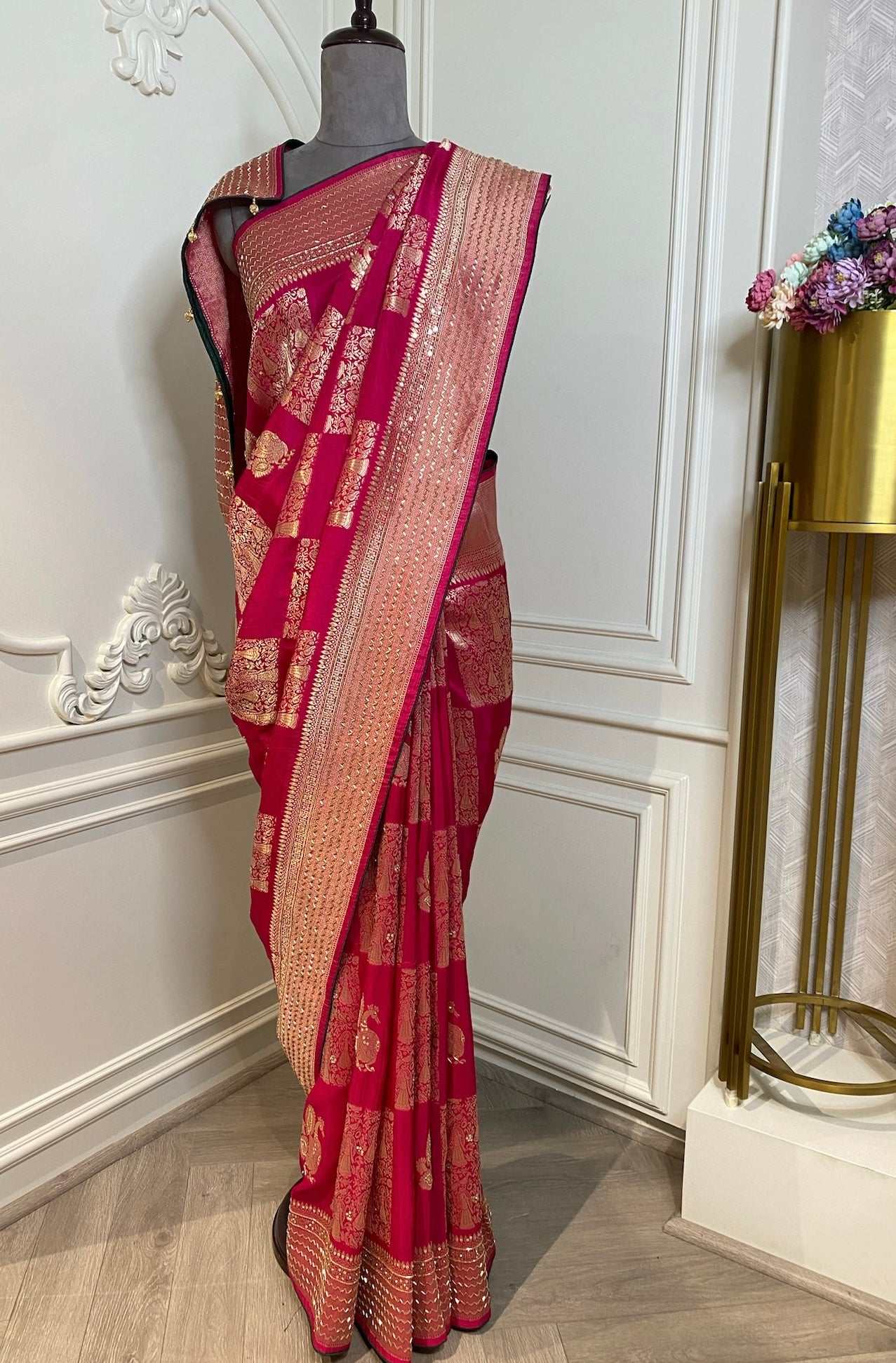 Hot pink bridal saree