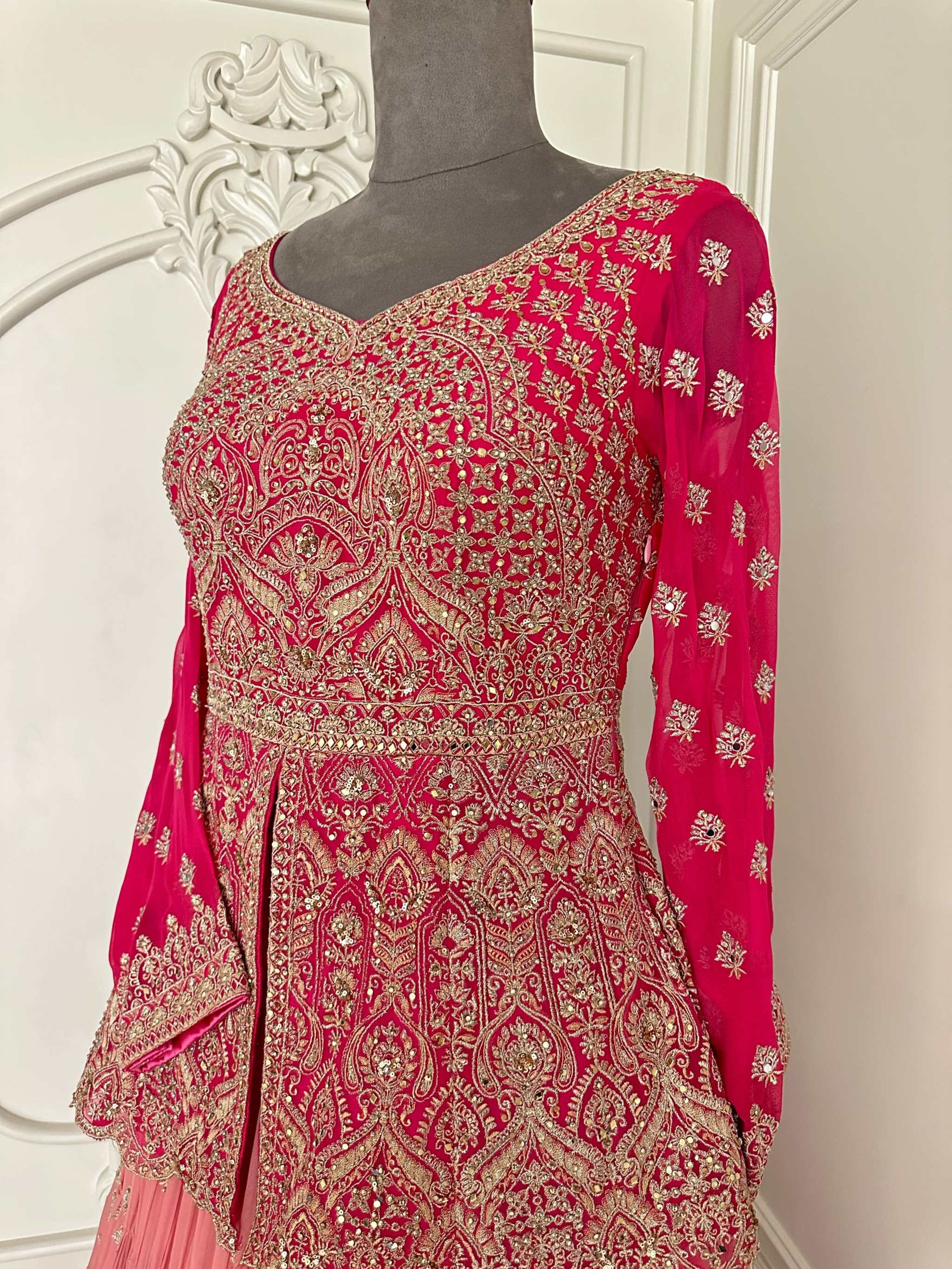 Long koti dress crafted from premium Georgette fabric | MAMTA SAREE 