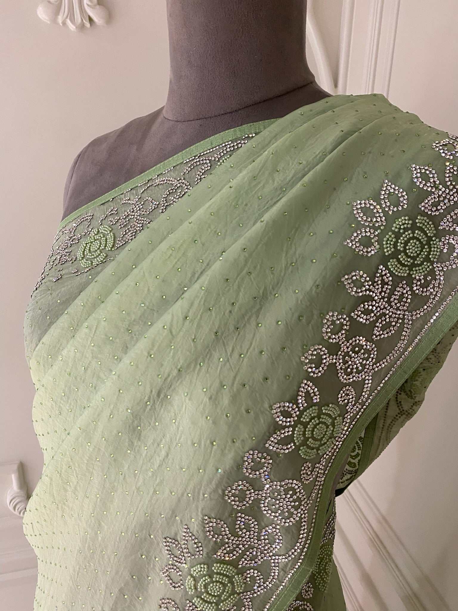 Crushed Mint Green Saree