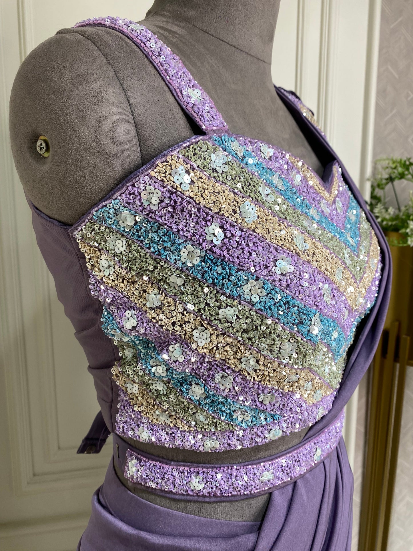 lilac ready to wear saree