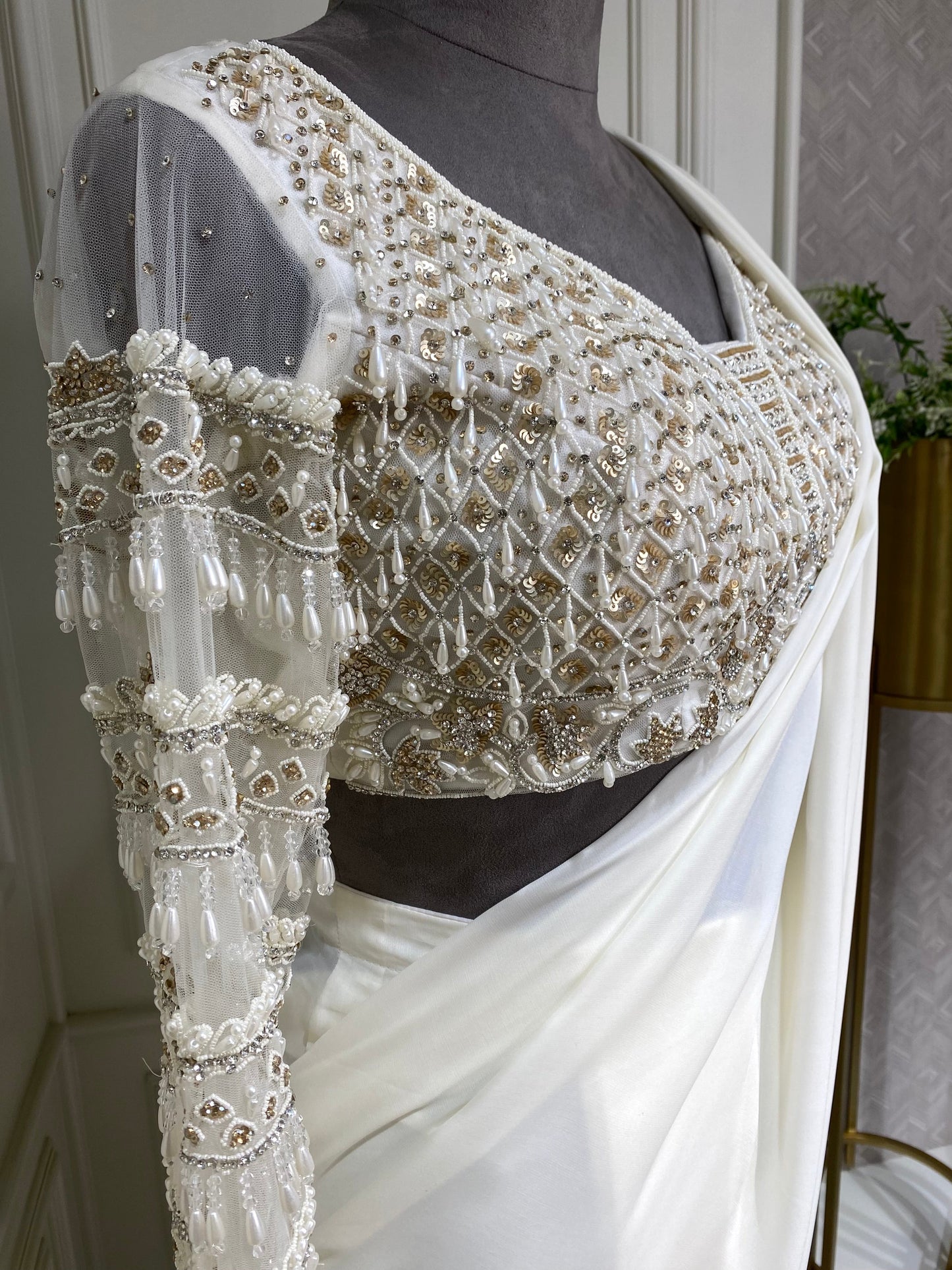 Pearl White Ready to Wear Sree