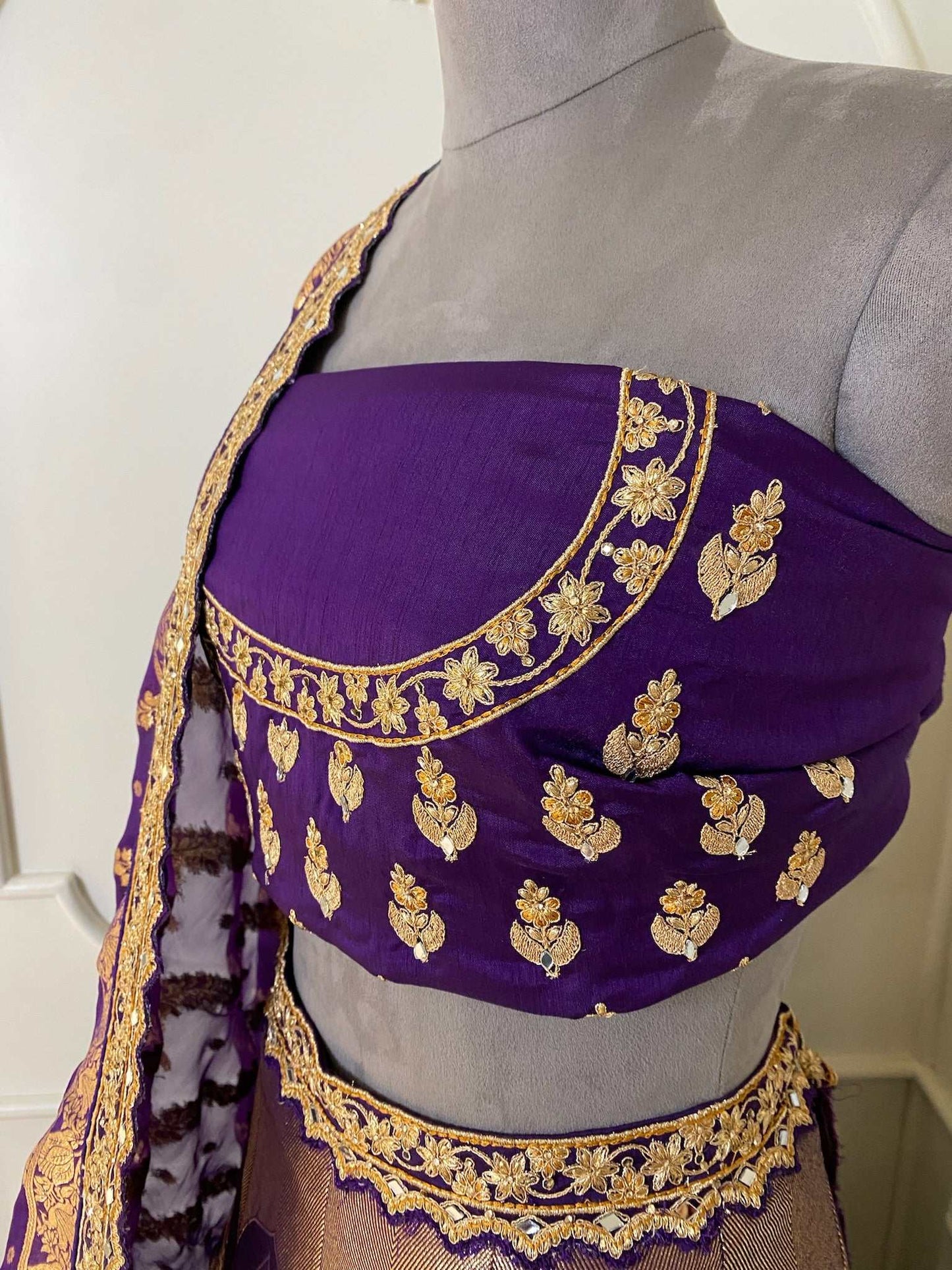 Dark Purple Silk Lehenga