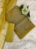 Gold Chanderi Zari Woven Suit With Sequins Work