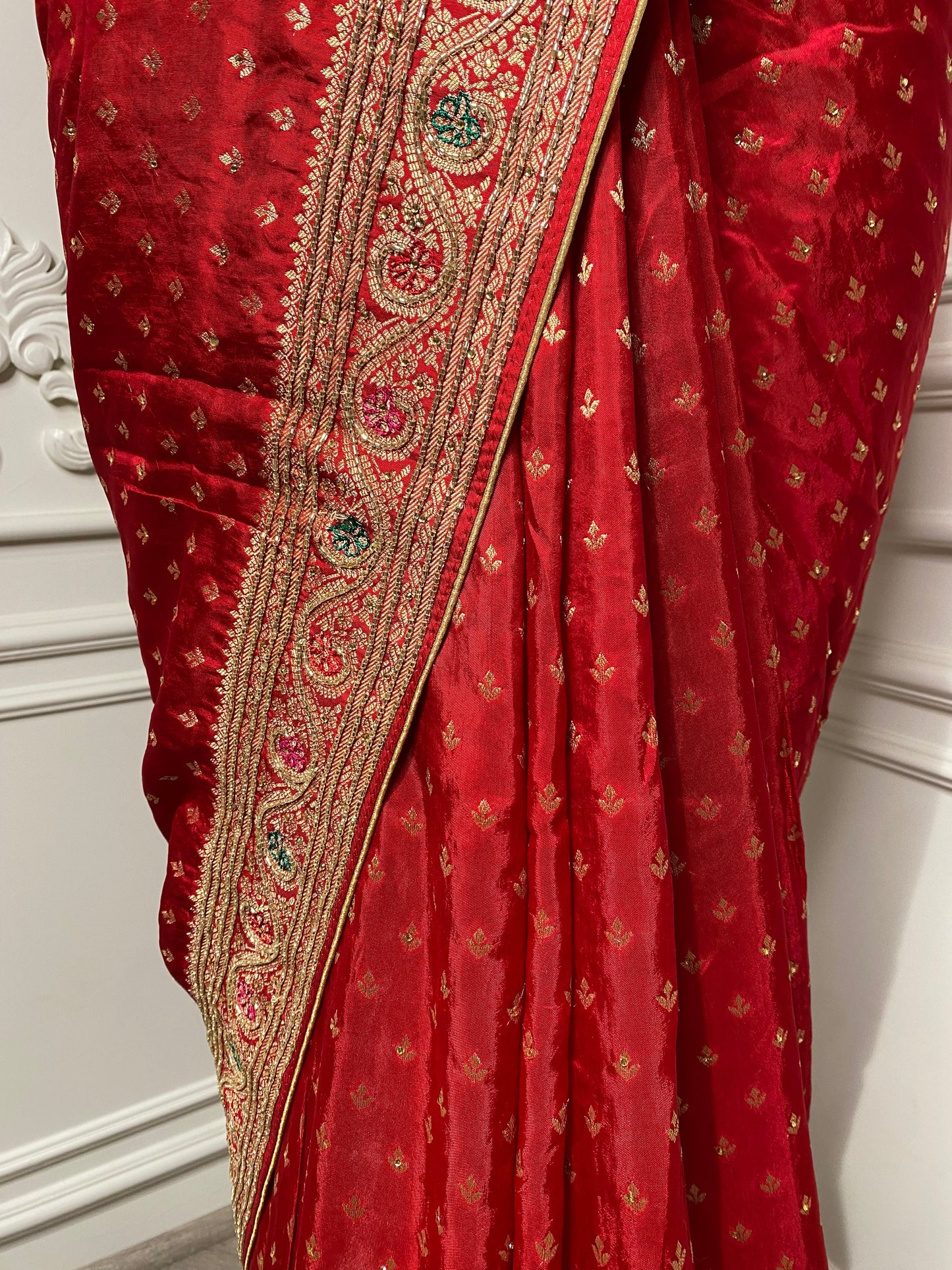 Red banarsi silk saree