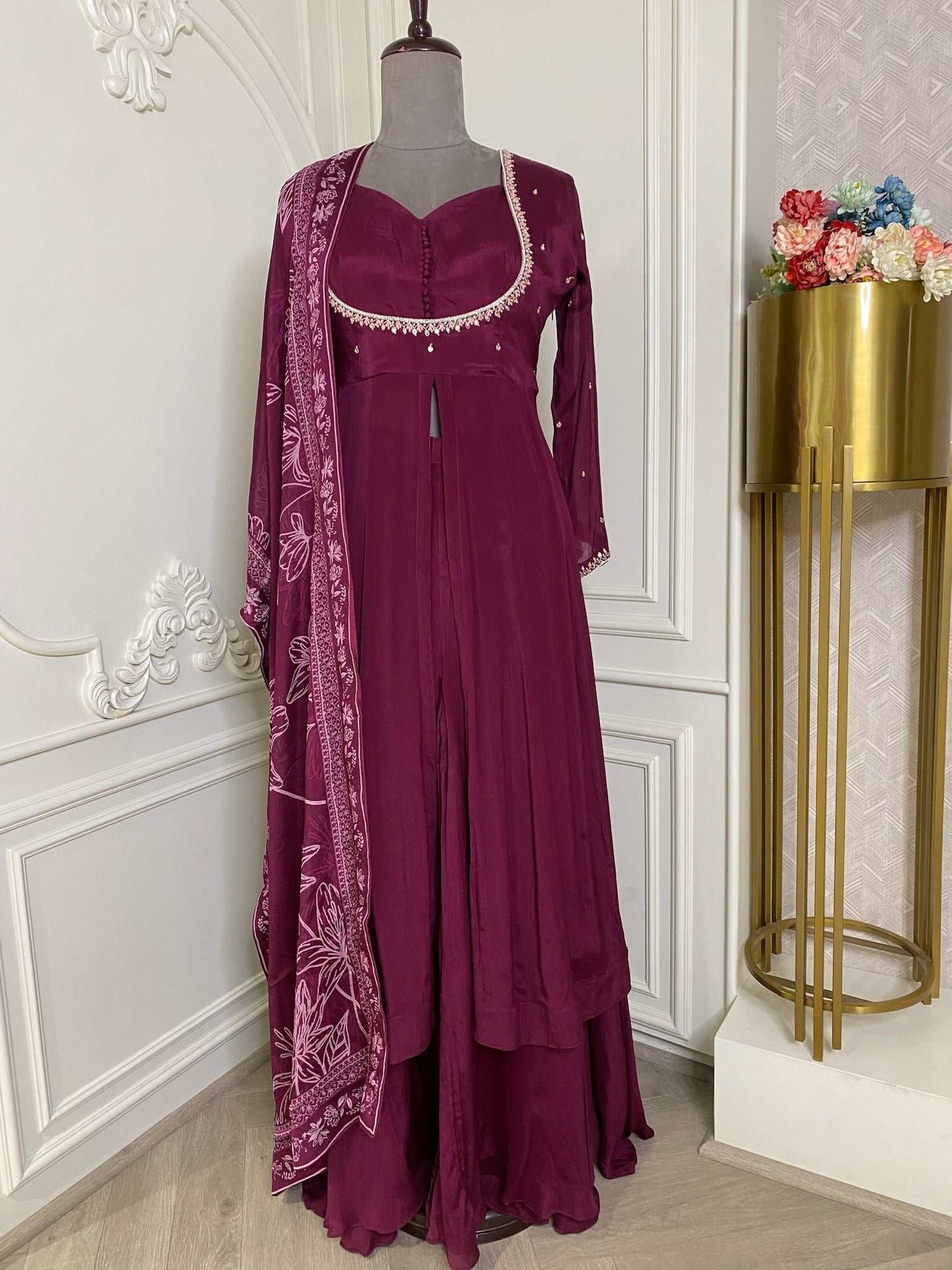 Pure crepe ready made suit