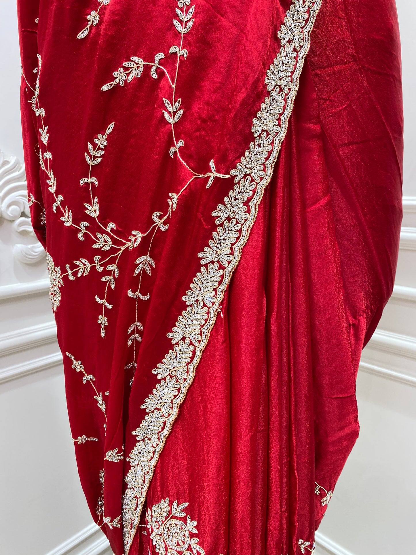 Caripaya saree hand work with zarkan