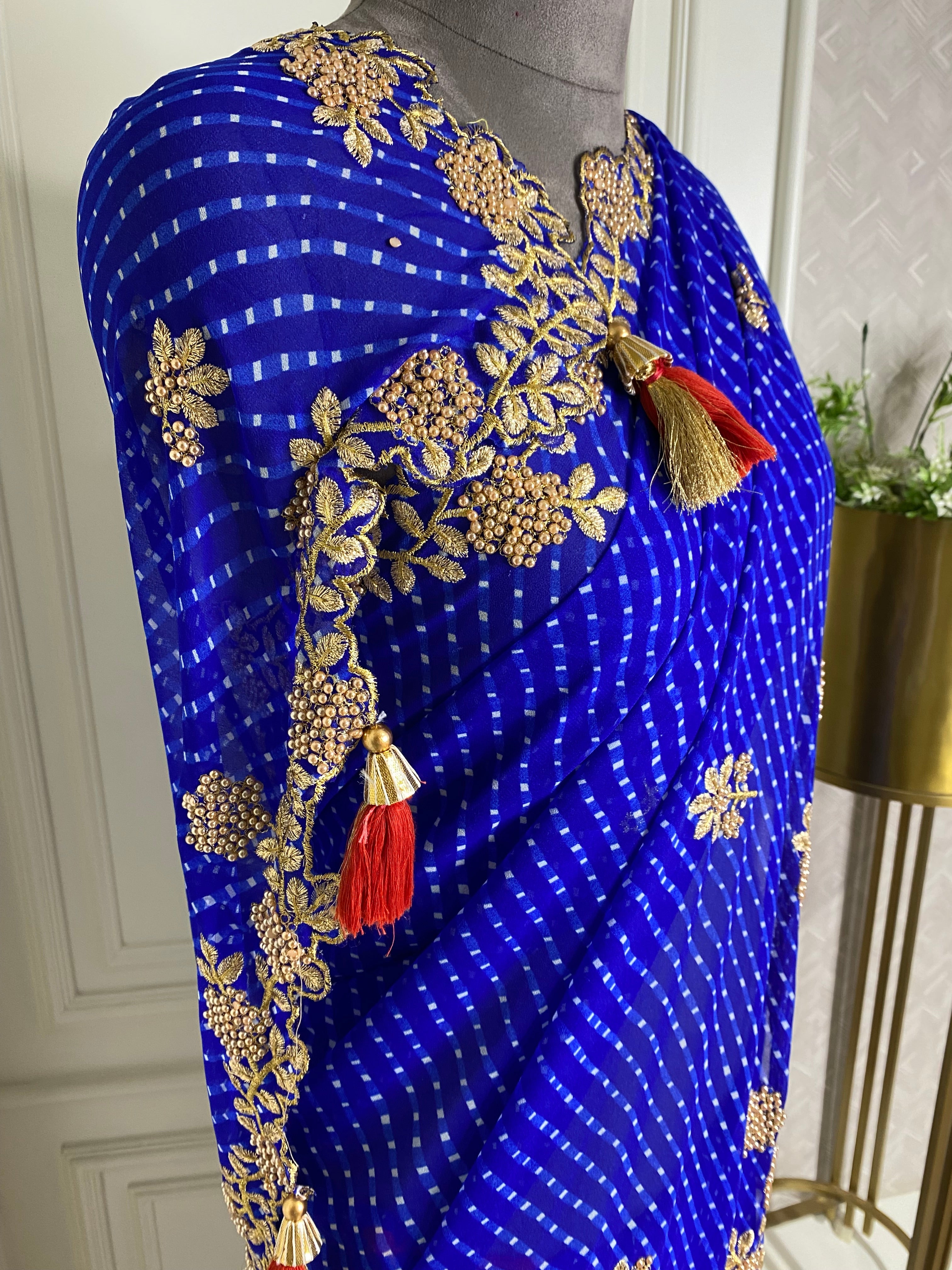 Georgeet Lehriya Saree WITH CUT WORK BORDER