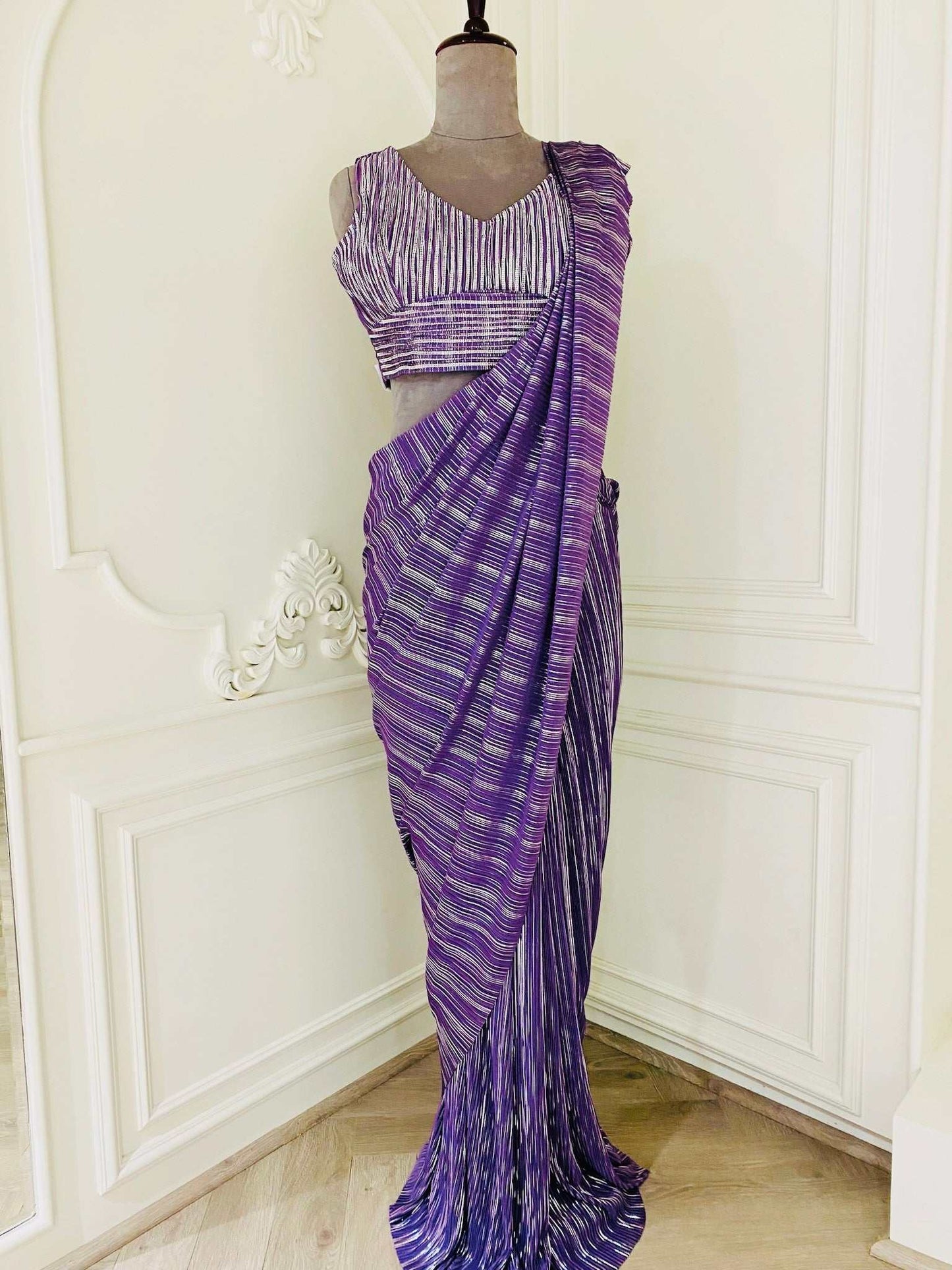 Galactic purple drape saree