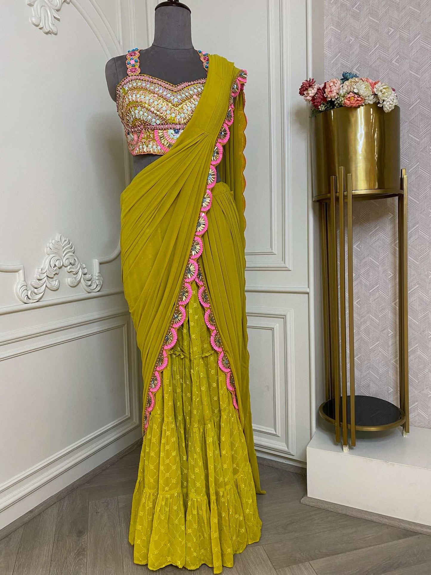 SUNFLOWER SANGRIA PRE-STITCHED SAREE