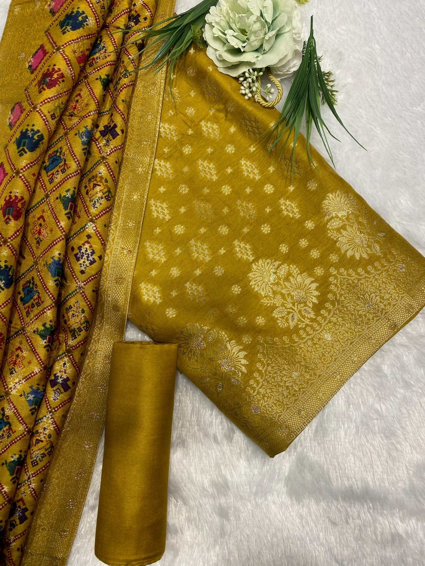 Silk Suit With Patola Duppta