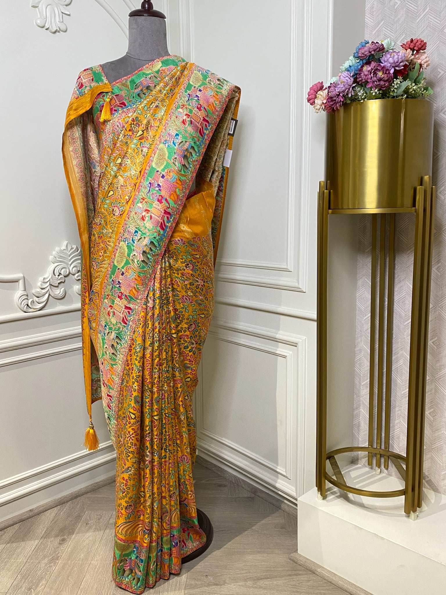 Multi weaving silk saree