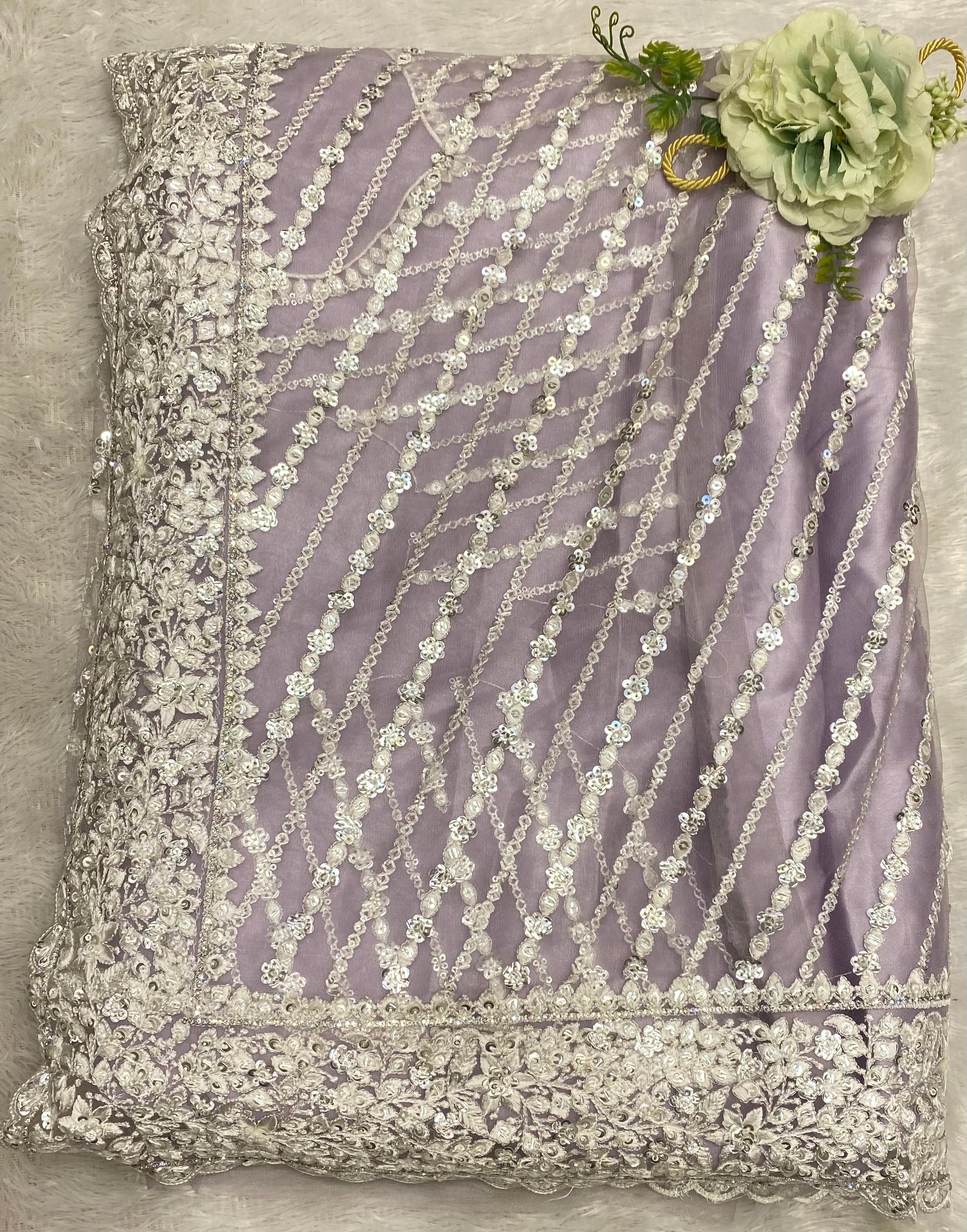 Net fabric with resham work saree