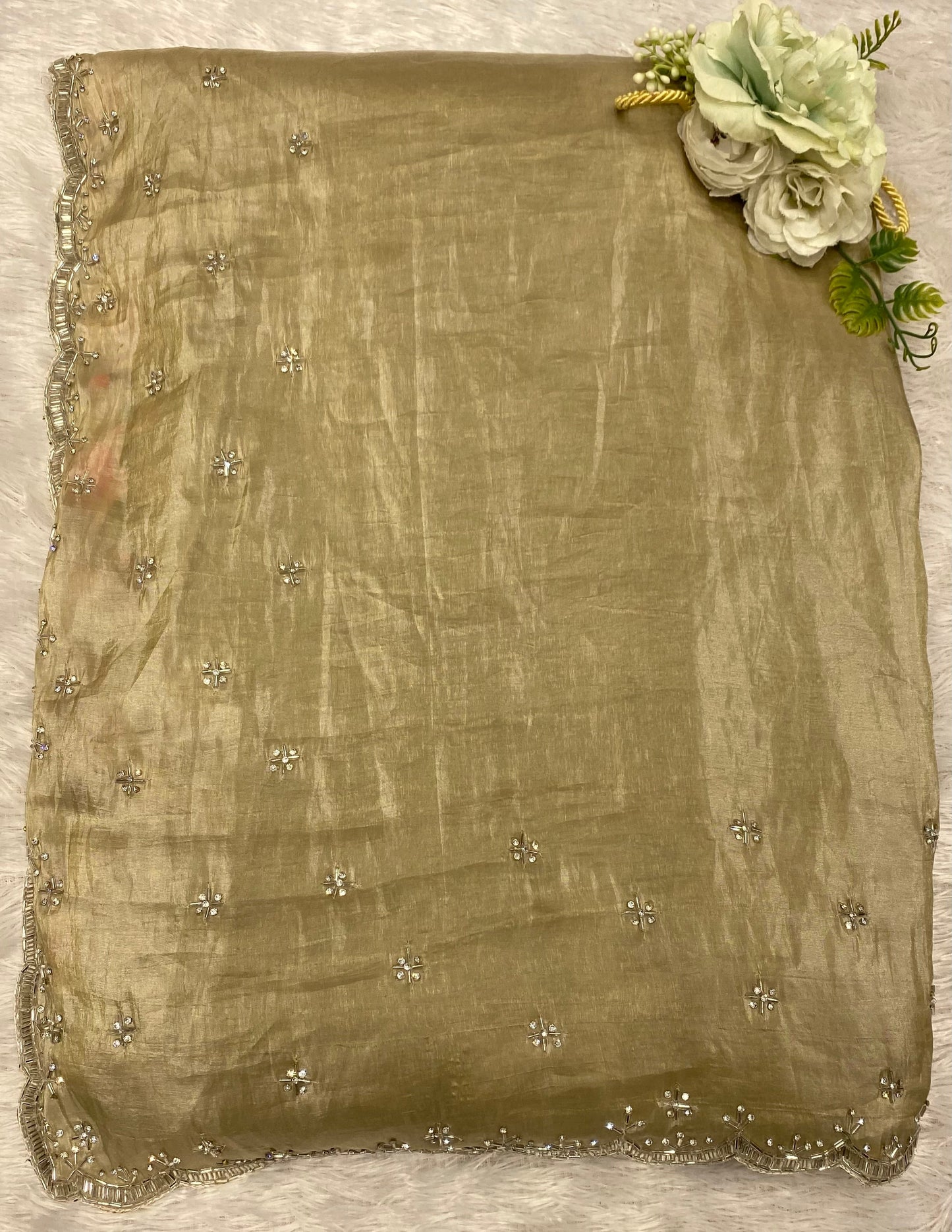 Gajri hand work organza saree