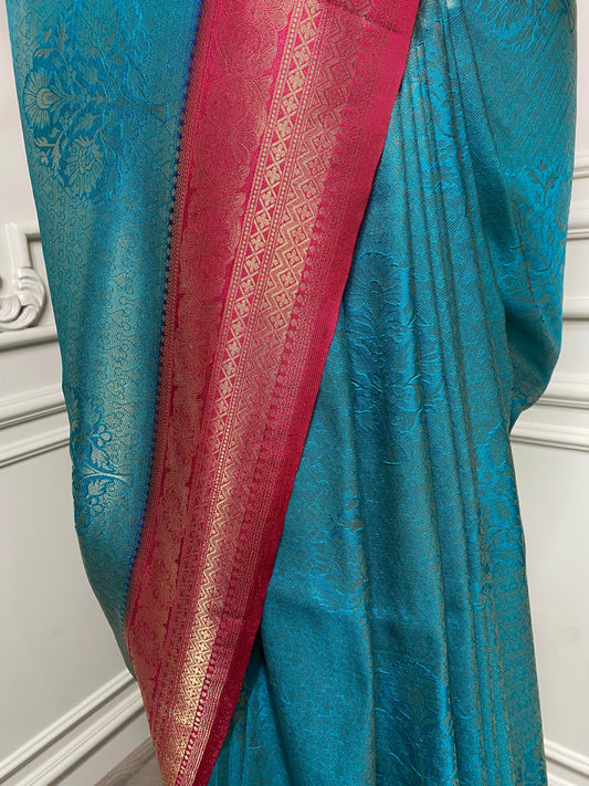 Soft silk saree with contrast border