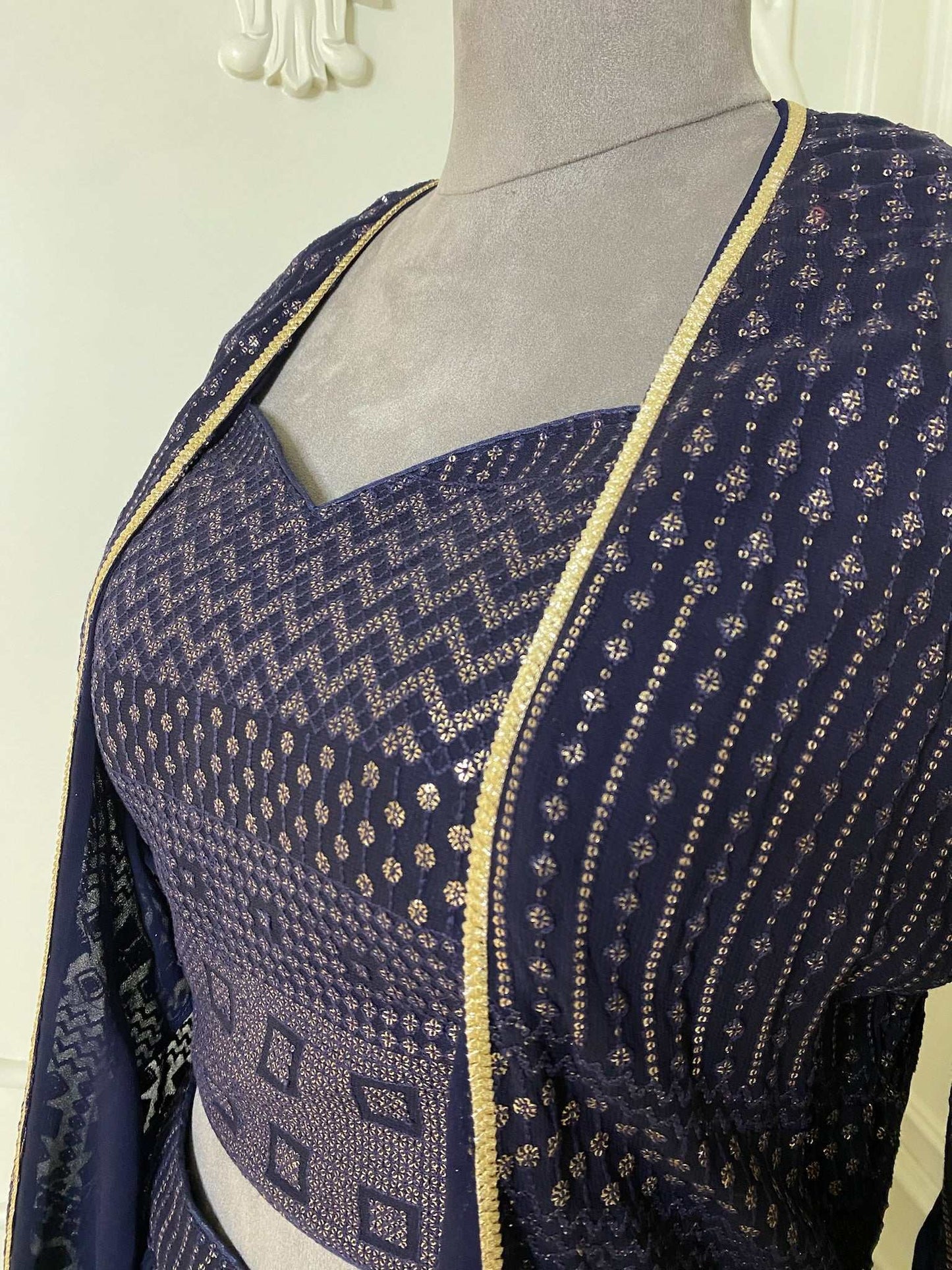 TRENDING BLUE COLOR EMBROIDERED JACKET LEHANGA
