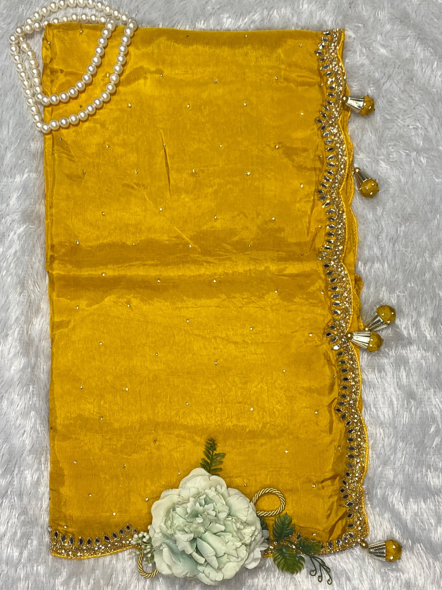 Opada silk saree with mirror work border