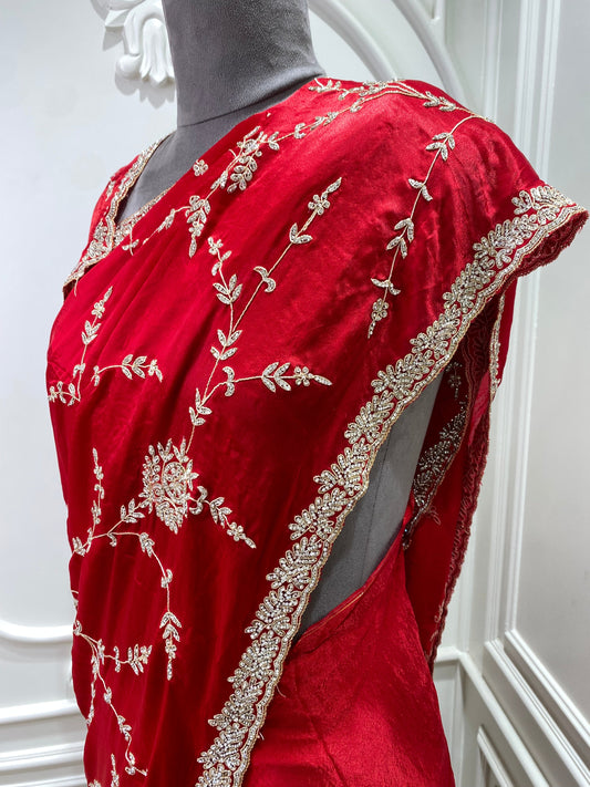 Caripaya saree hand work with zarkan