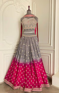 “Sophisticated Pure Grey Lehenga Set with Delicate Detailing”