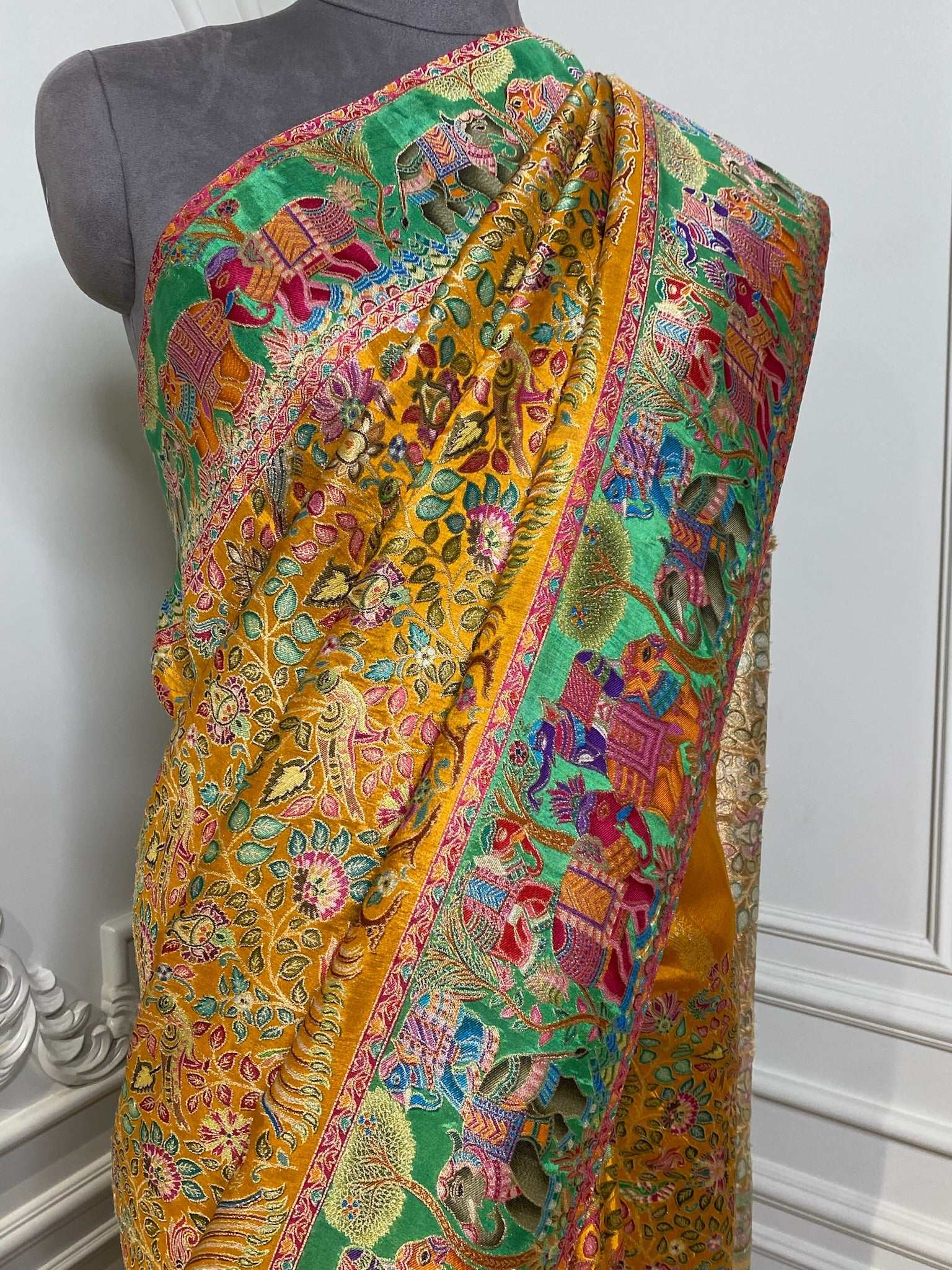 Multi weaving silk saree