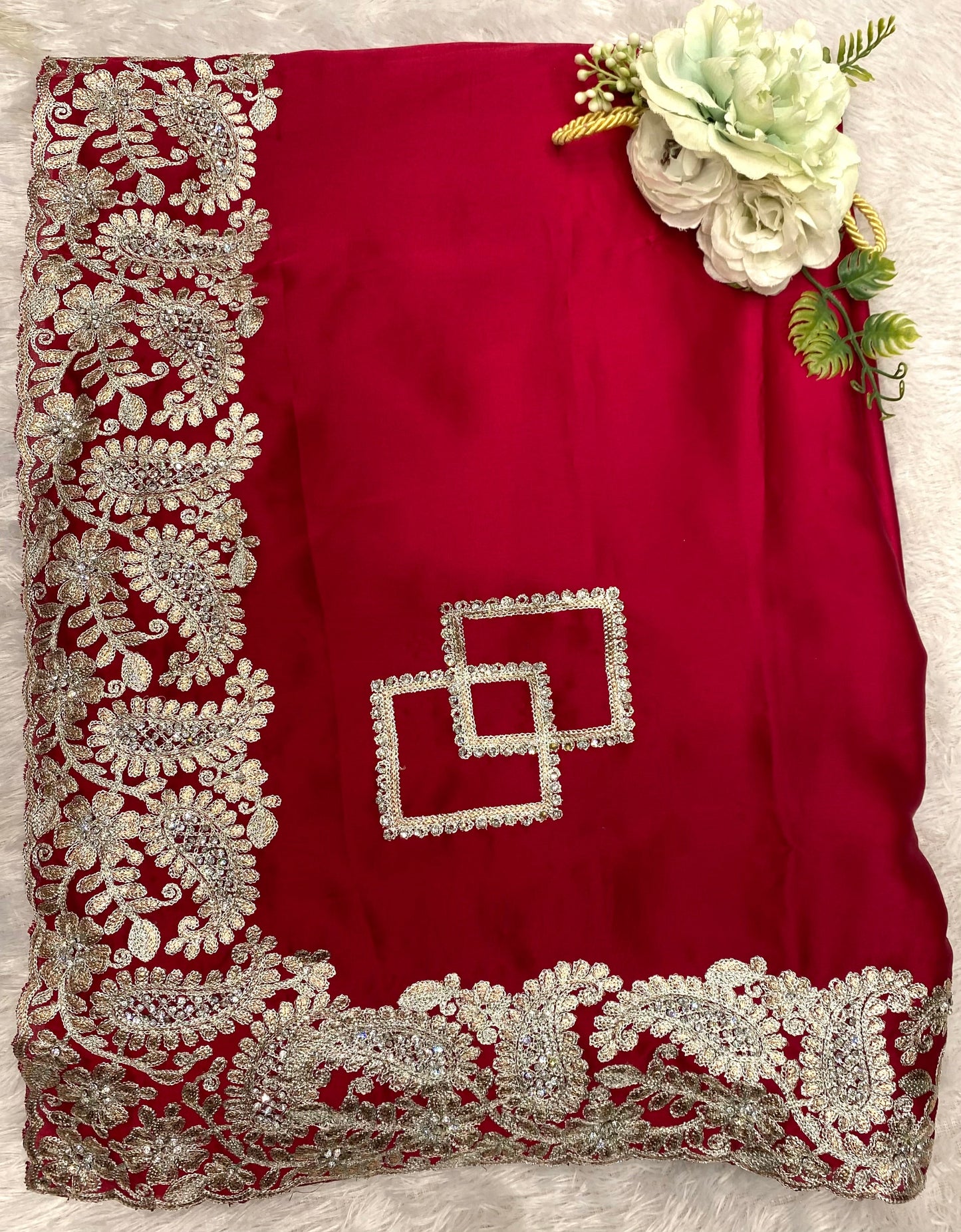 Silver zari saree