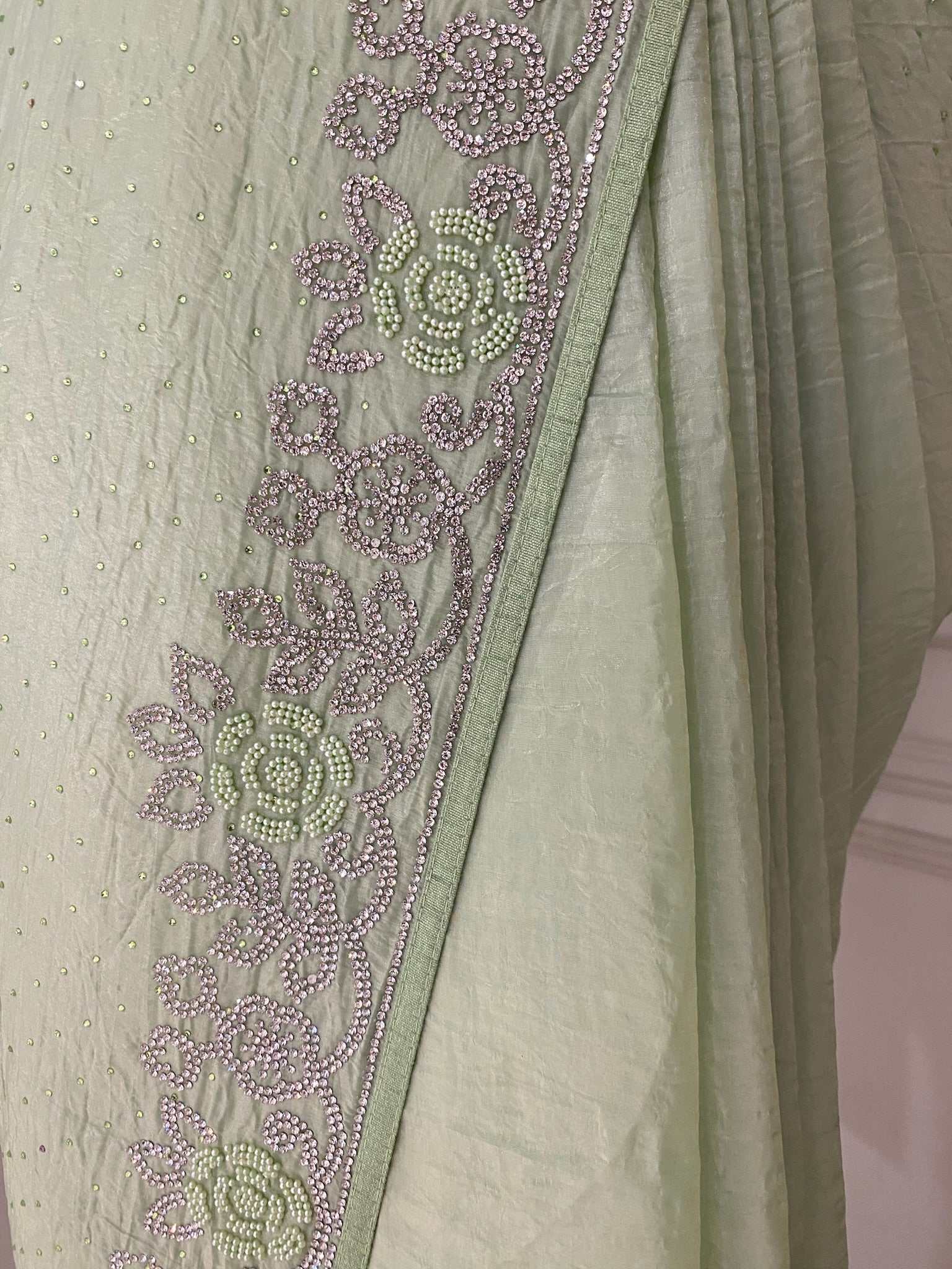 Crushed Mint Green Saree