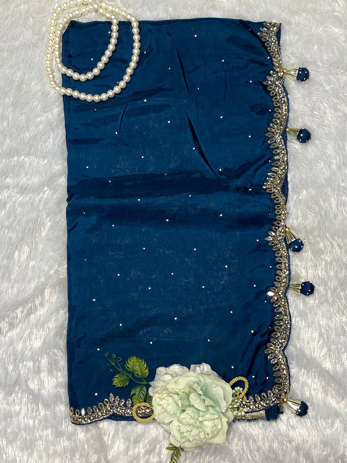 Opada silk saree with mirror work border
