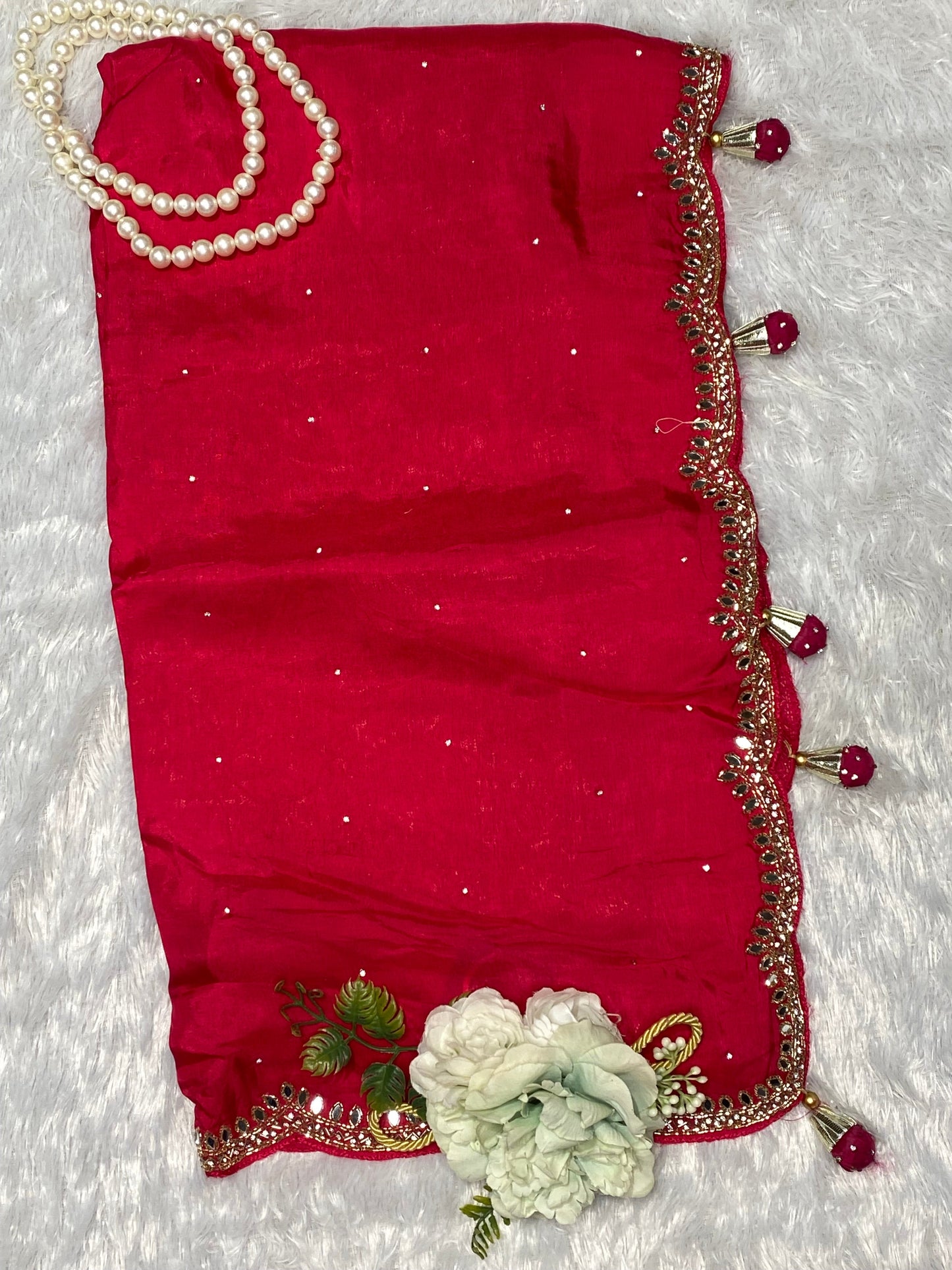 Opada silk saree with mirror work border