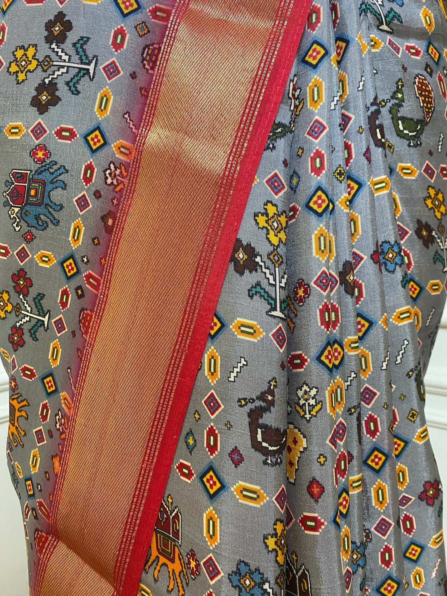 Grey Patola Print Saree