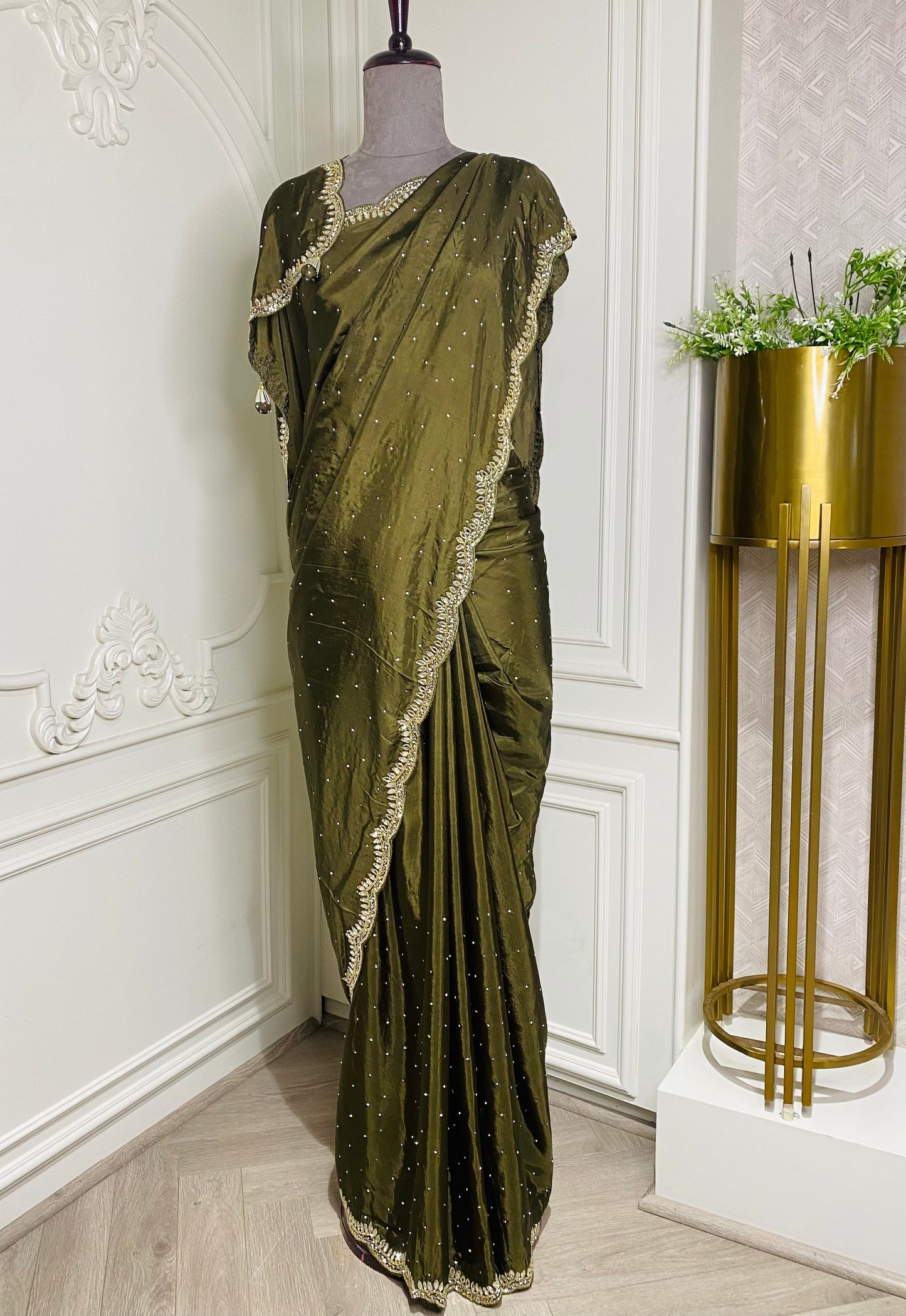 Opada silk saree with mirror work border